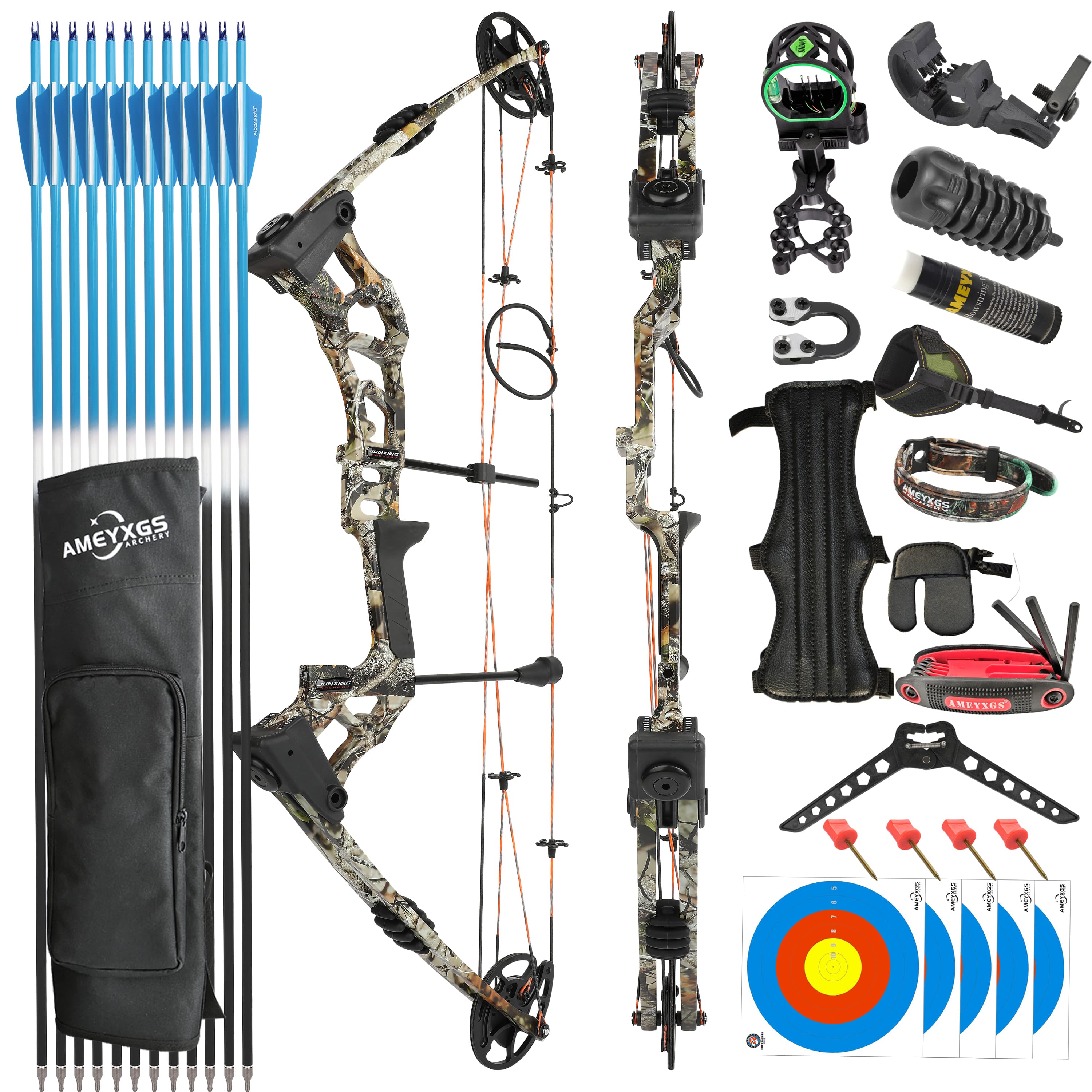 JUNXING M121A Compound Hunting Bow Set RH 0-70 lbs