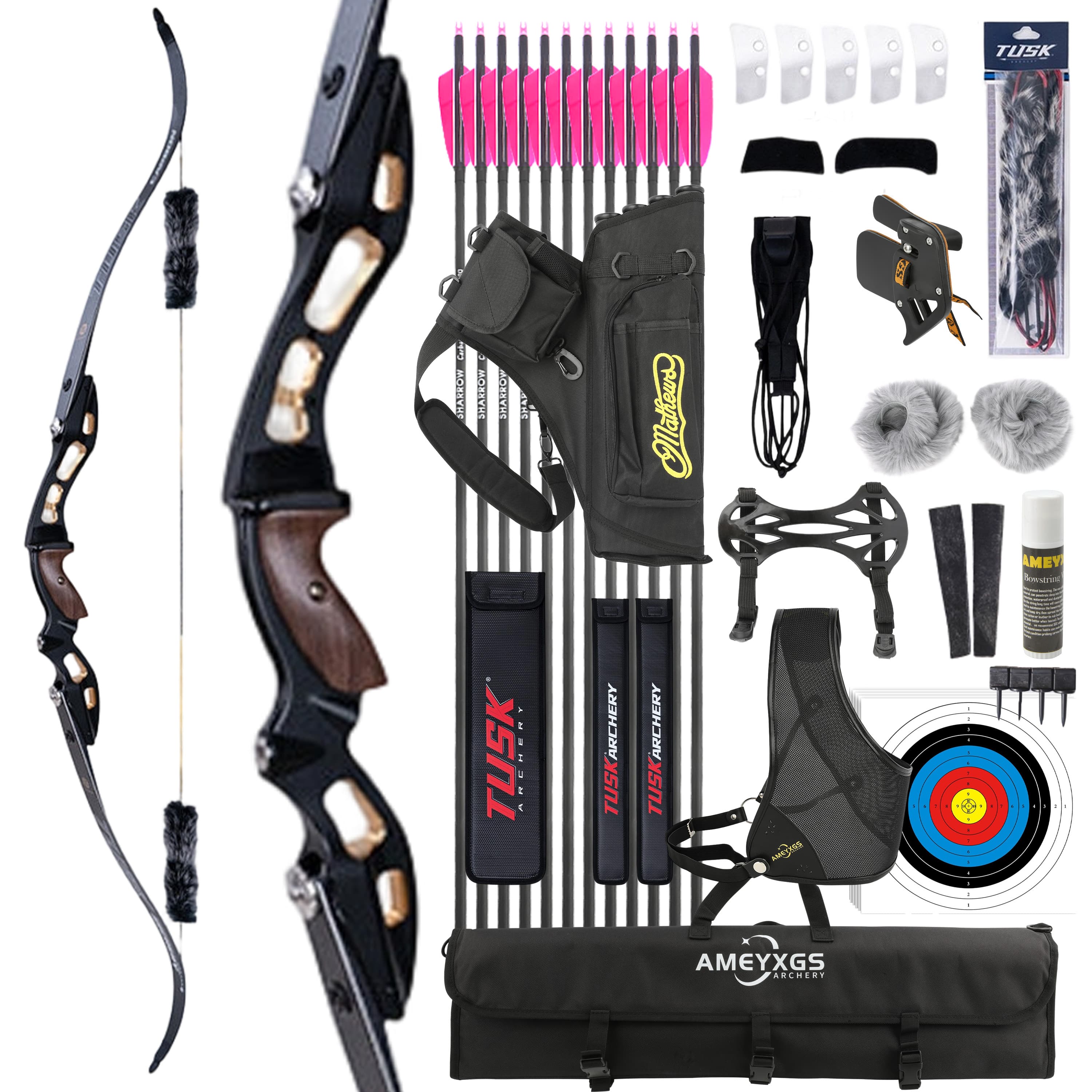 CHN 20-55bs Takedown Recurve Bow Kit Shooting Archery Target