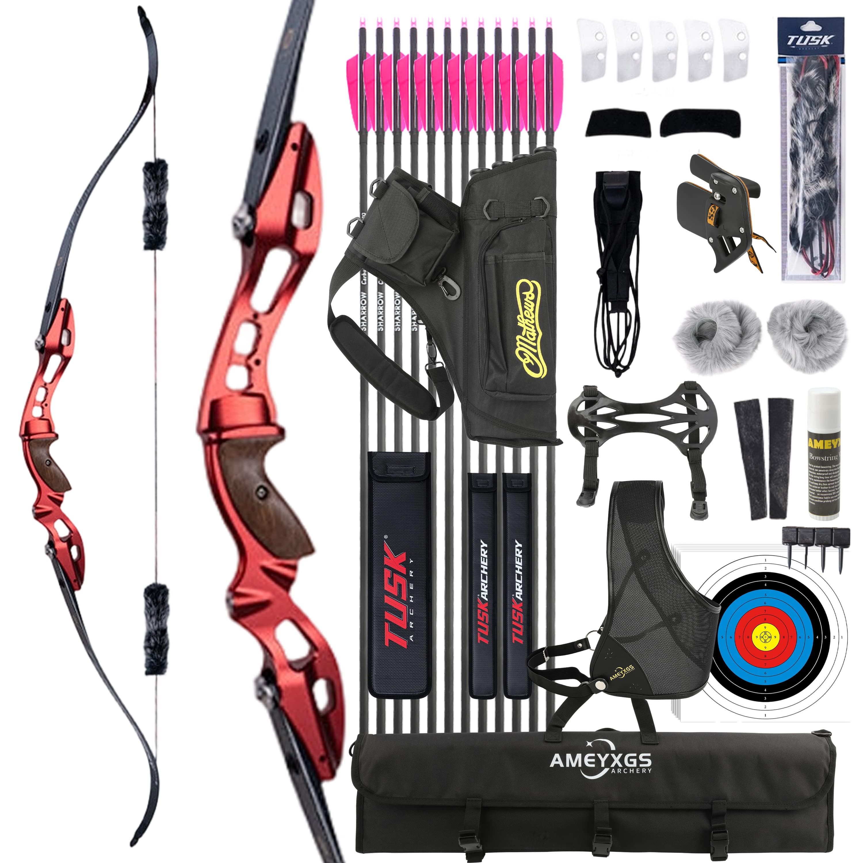 CHN 20-55bs Takedown Recurve Bow Kit Shooting Archery Target