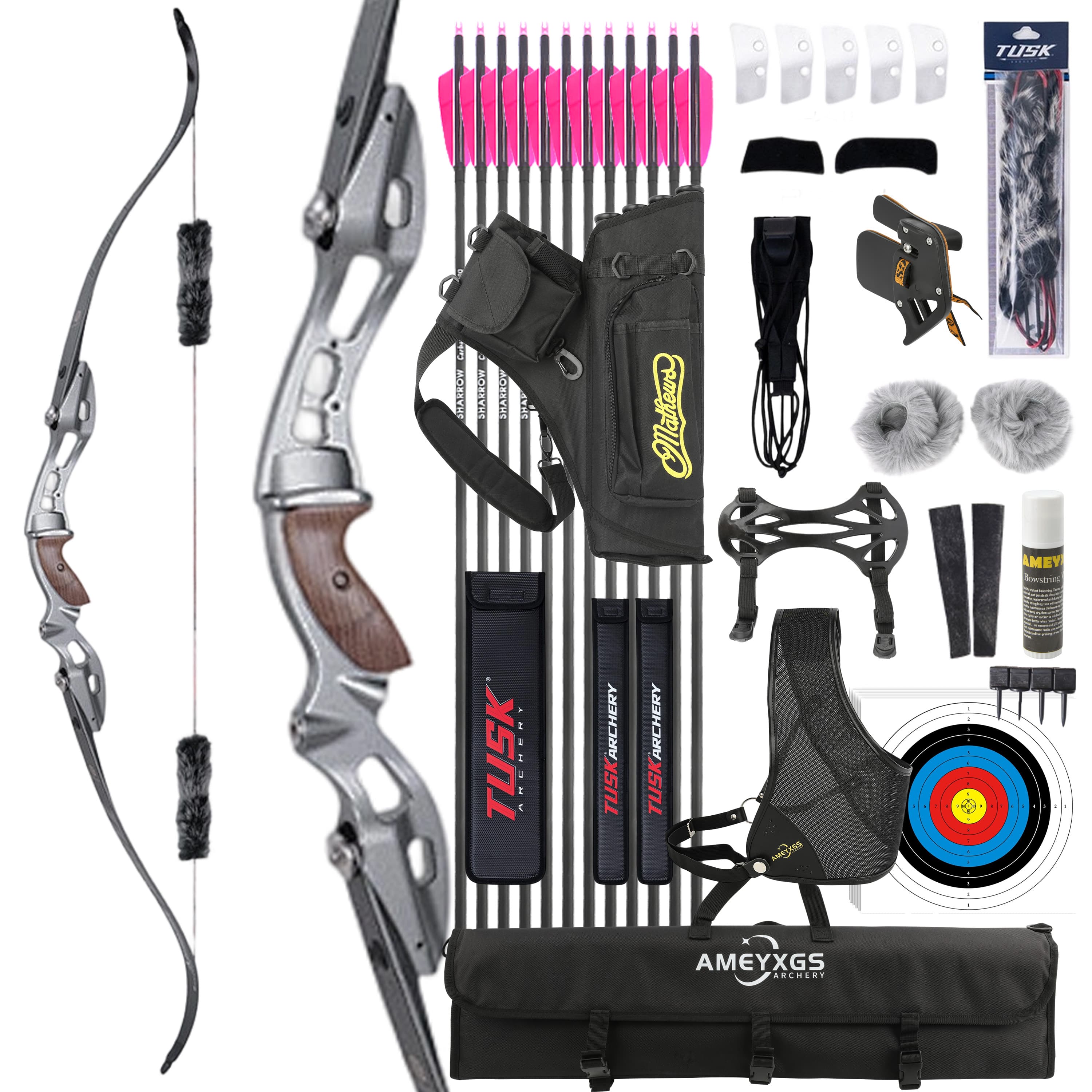 CHN 20-55bs Takedown Recurve Bow Kit Shooting Archery Target