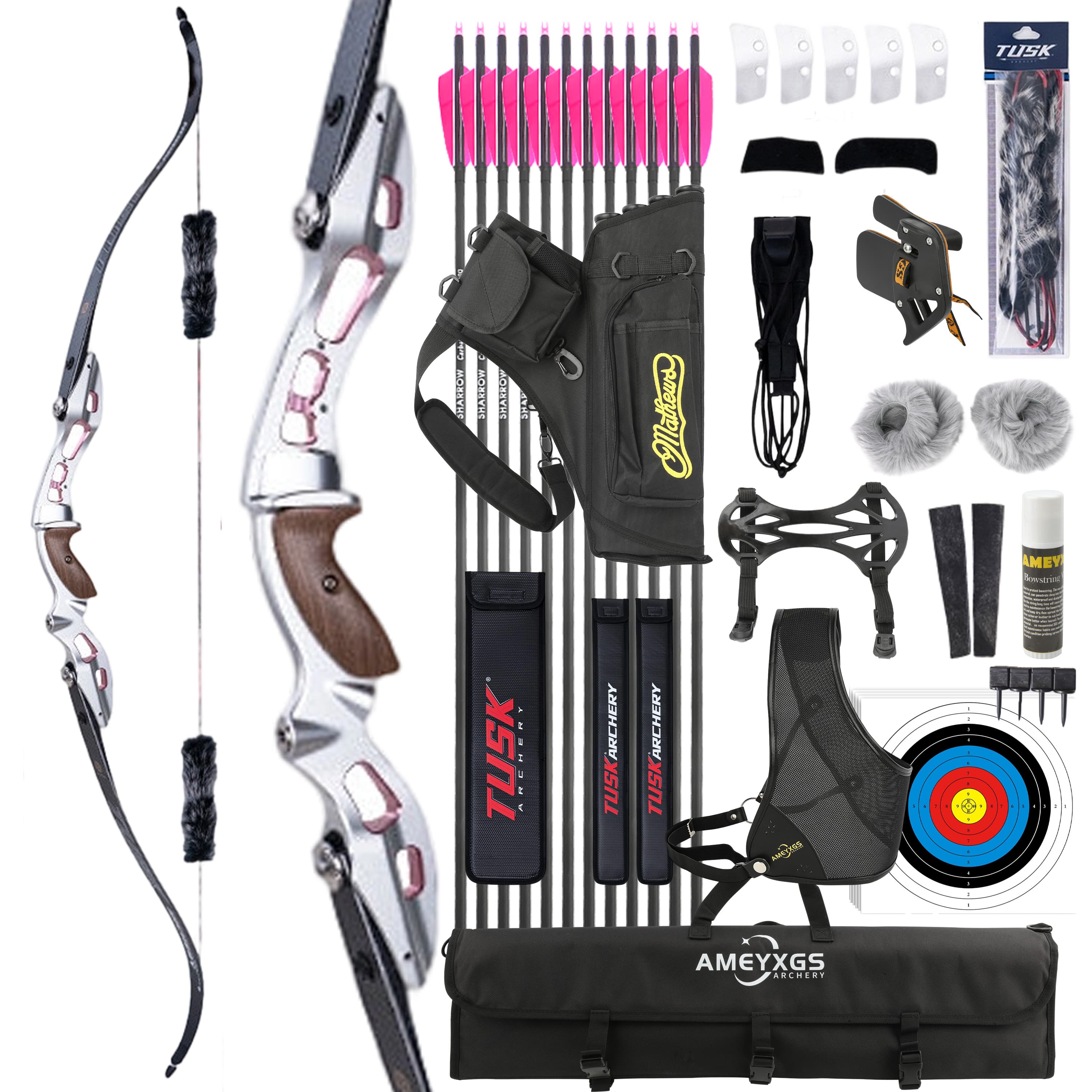 CHN 20-55bs Takedown Recurve Bow Kit Shooting Archery Target
