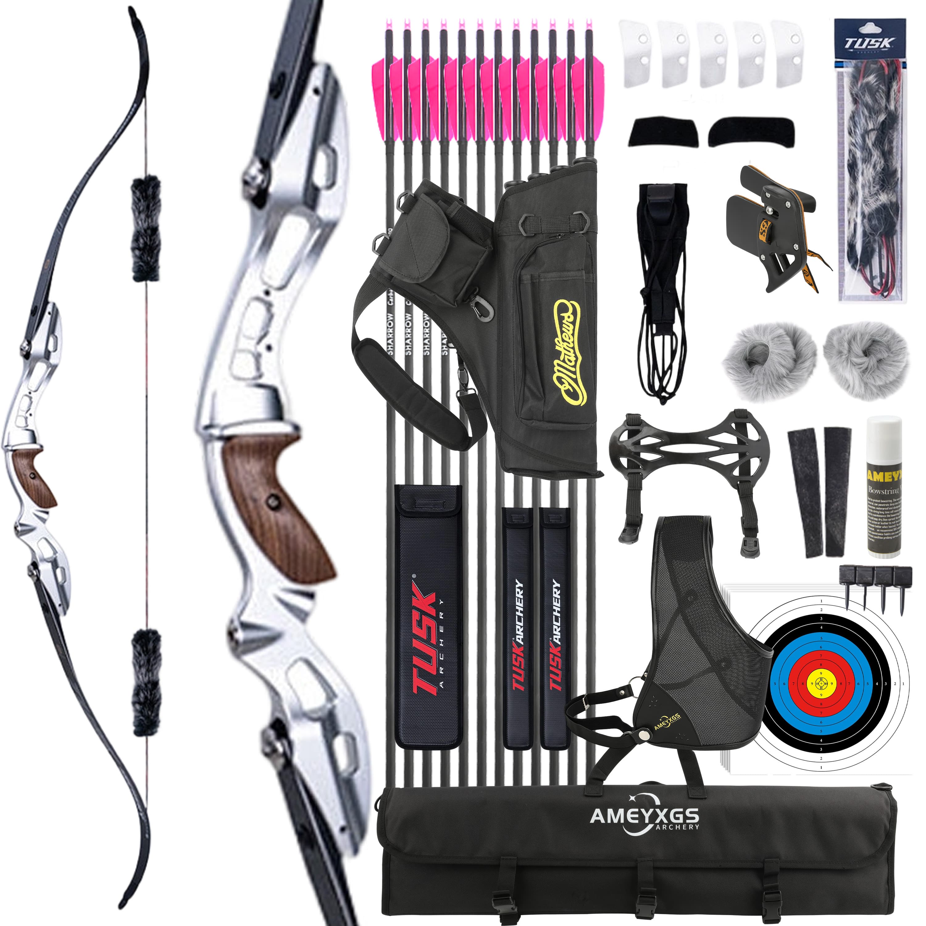 CHN 20-55bs Takedown Recurve Bow Kit Shooting Archery Target
