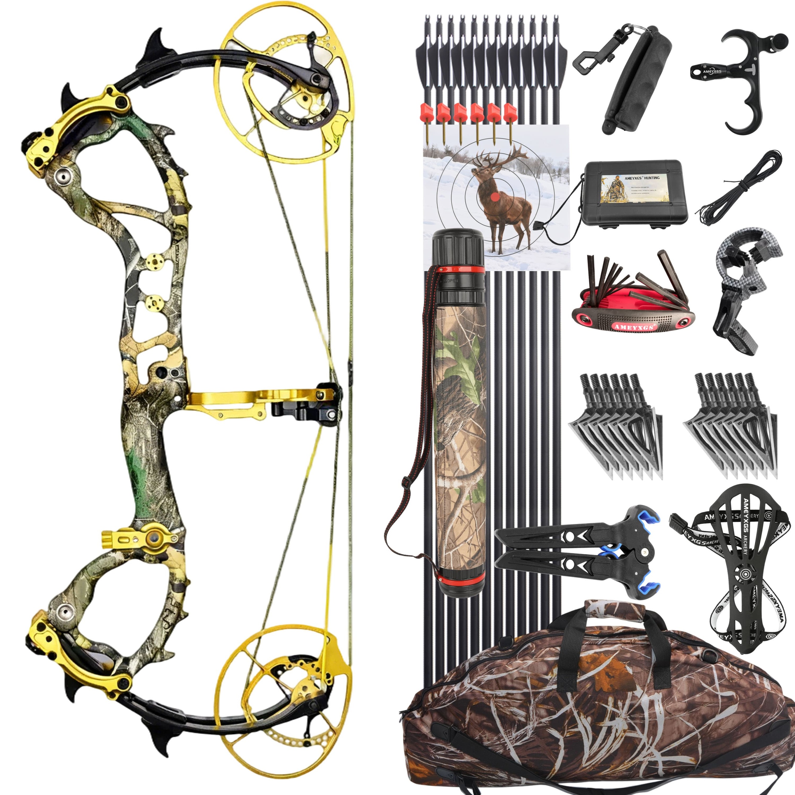 Dual Use Compound Bow 50-70 lbs Adjustable 417 FPS for Archery