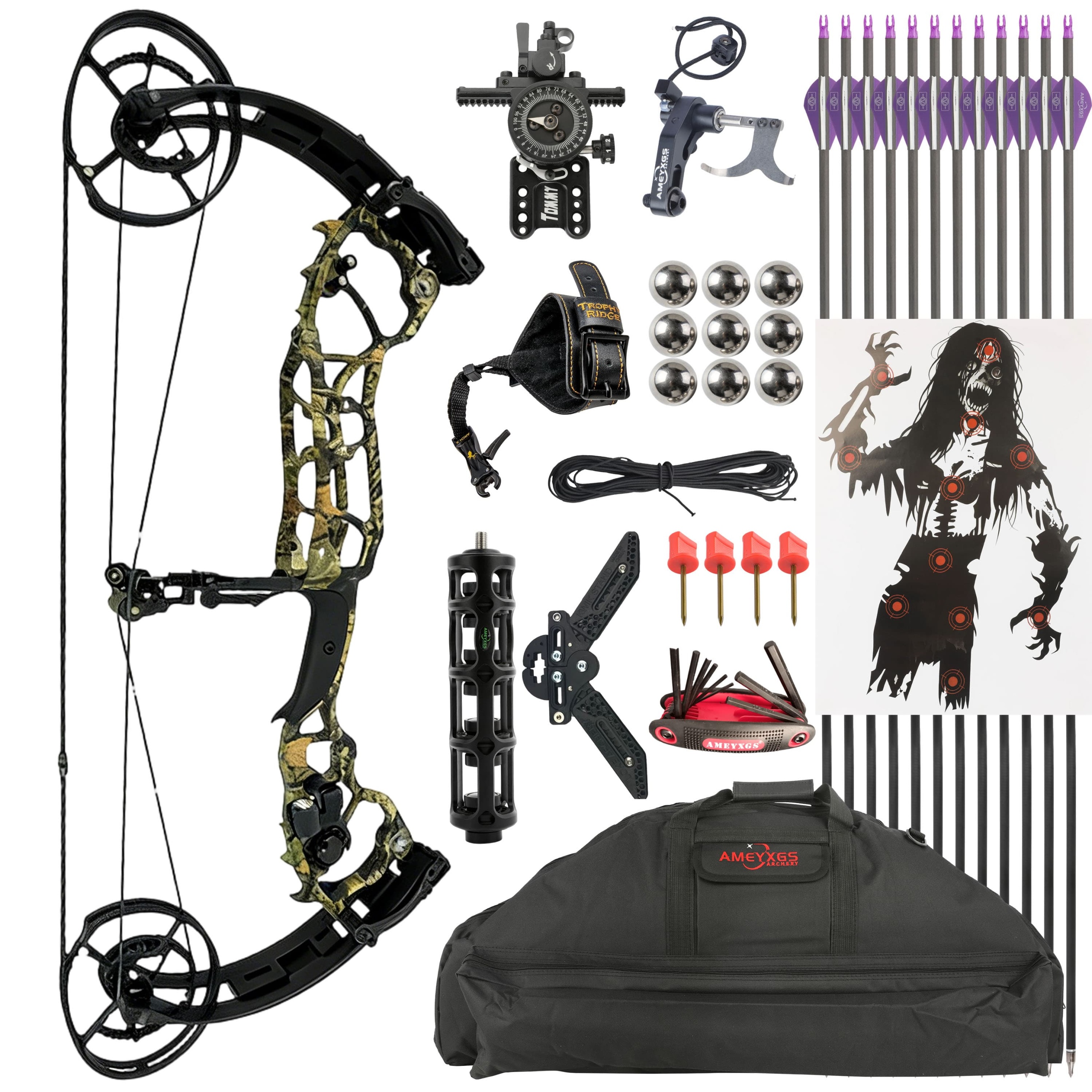 Dual Use Compound Bow 50-70lbs Adjustable Draw Weight Archery Kit