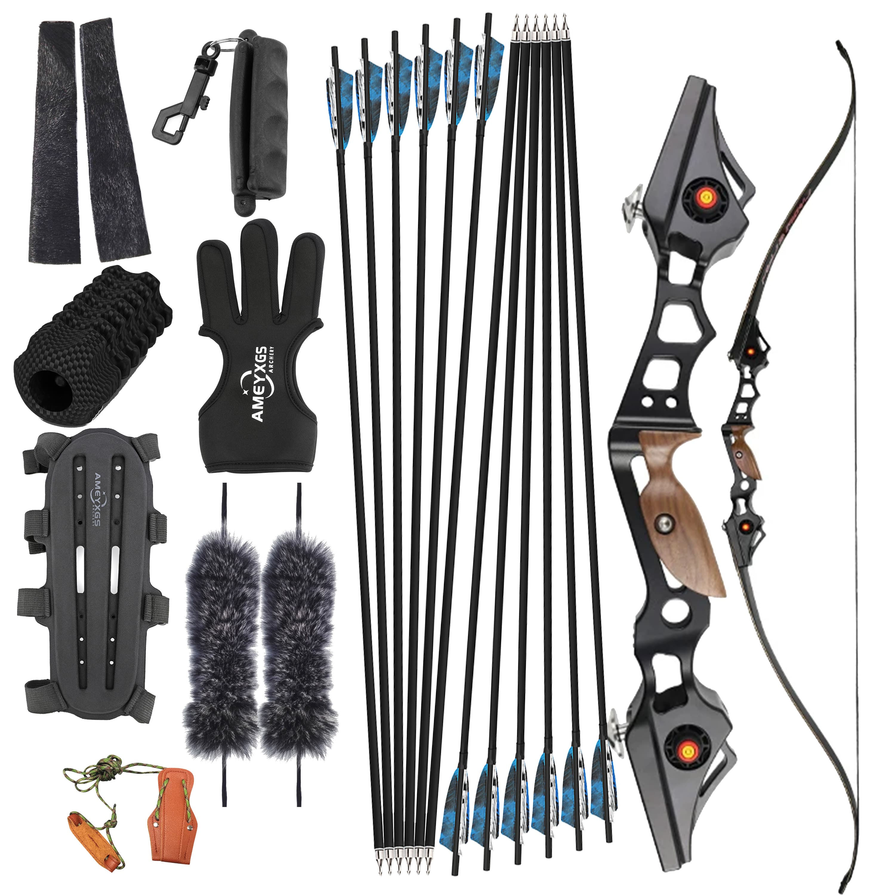 CHN Acrhery Recurve Bow Takedown Hunting Bow Kit 30-50 lbs