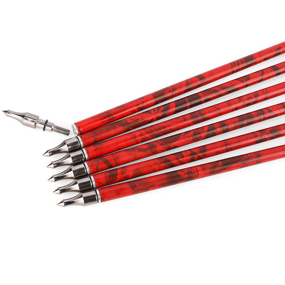 12PCS Camouflage Mixed Carbon Arrows 500 Spine 30in – Green Forest, Yellow, Red