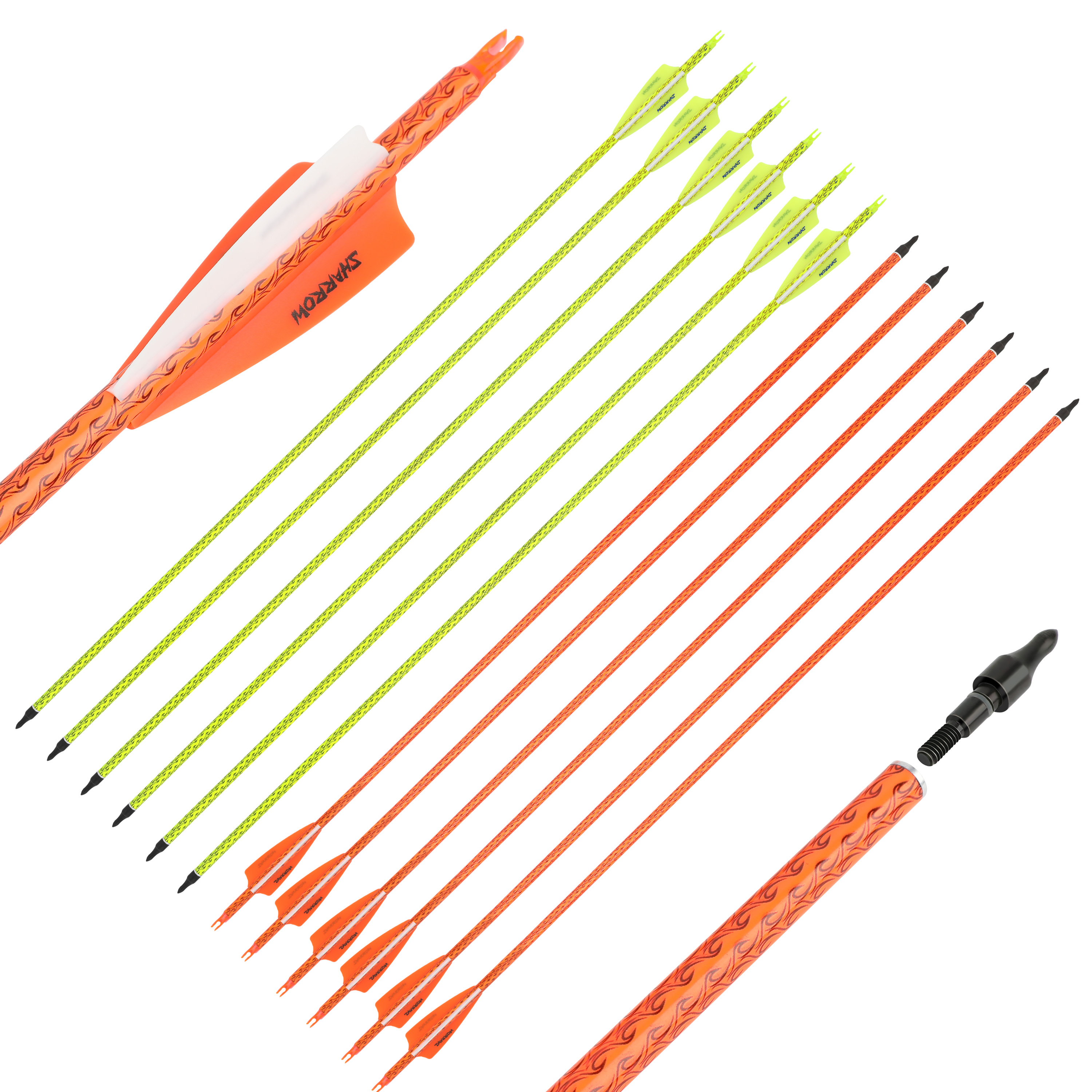 12X 30" Carbon Arrow Archery SP500 Screw Tips Hunting Shooting