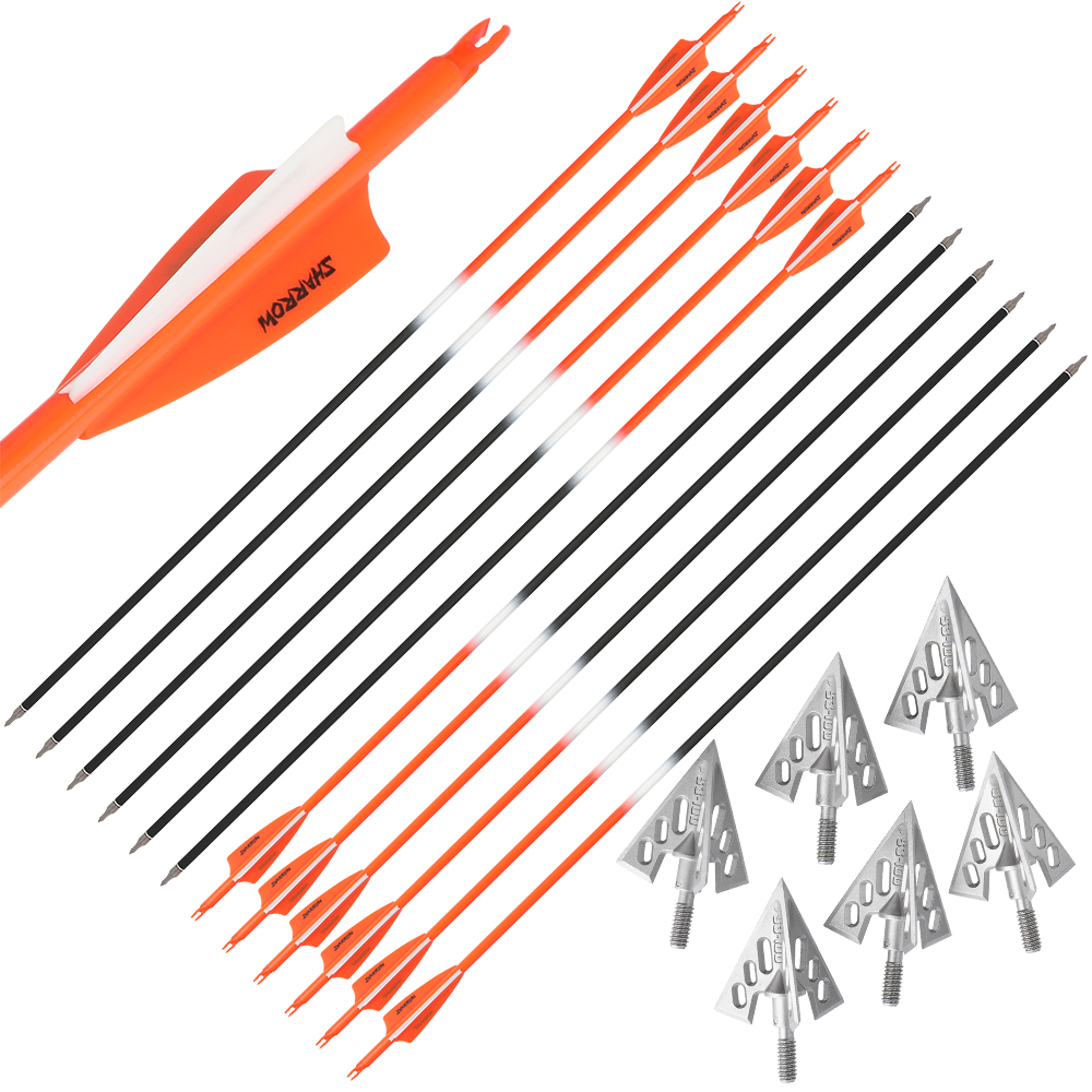 Carbon Arrows 12pcs 30 in Half Color 500 Spine Rubber Feather Set