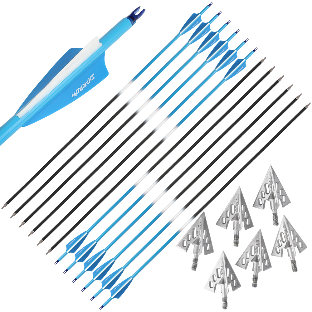 Carbon Arrows 12pcs 30 in Half Color 500 Spine Rubber Feather Set