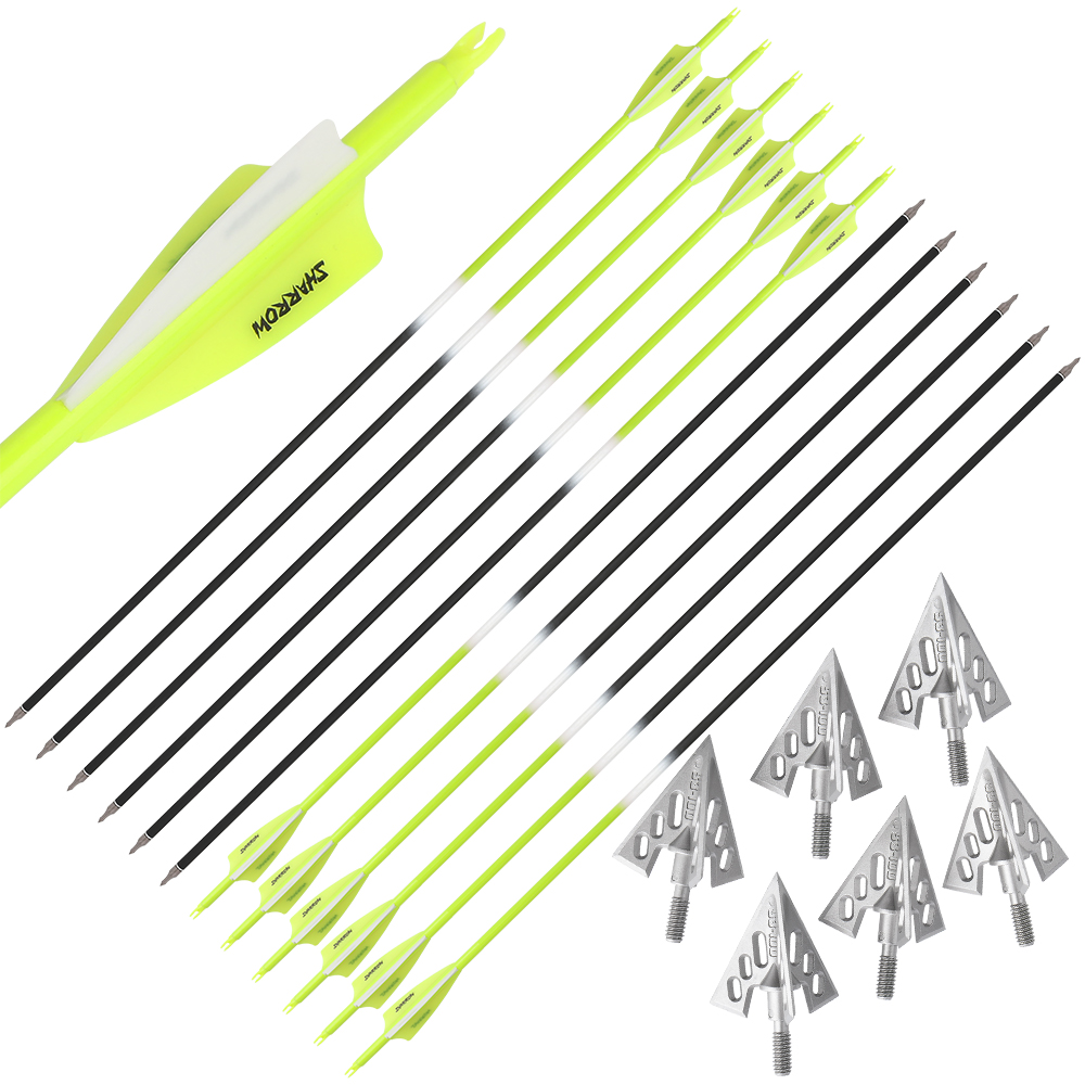 Carbon Arrows 12pcs 30 in Half Color 500 Spine Rubber Feather Set