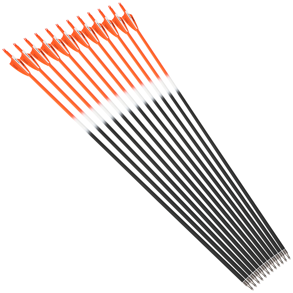 Carbon Arrows 12pcs 30 in Half Color 500 Spine Rubber Feather Set