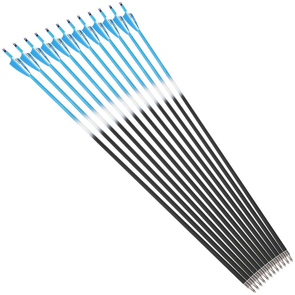 Carbon Arrows 12pcs 30 in Half Color 500 Spine Rubber Feather Set