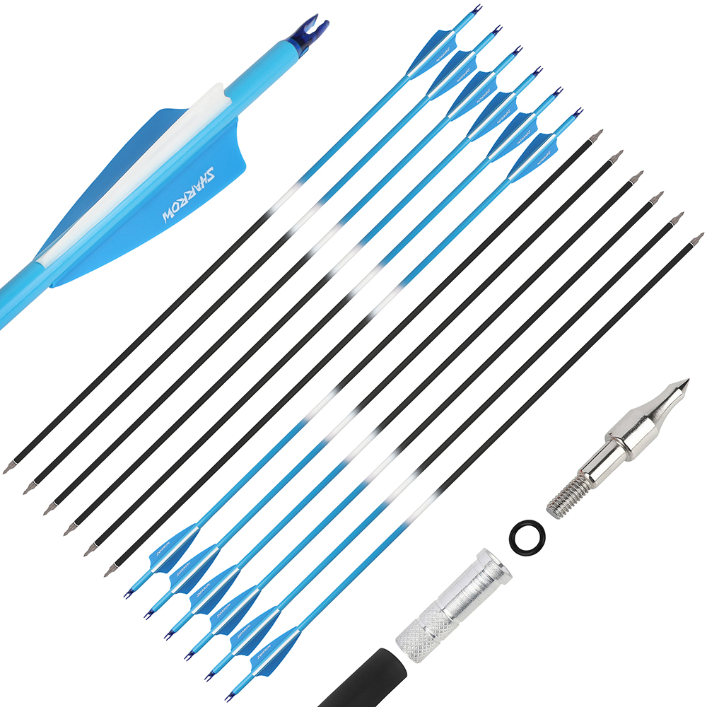 Carbon Arrows 12pcs 30 in Half Color 500 Spine Rubber Feather Set