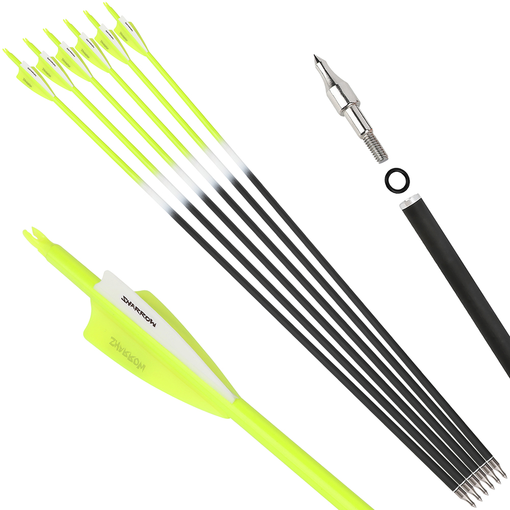 Carbon Arrows 12pcs 30 in Half Color 500 Spine Rubber Feather Set
