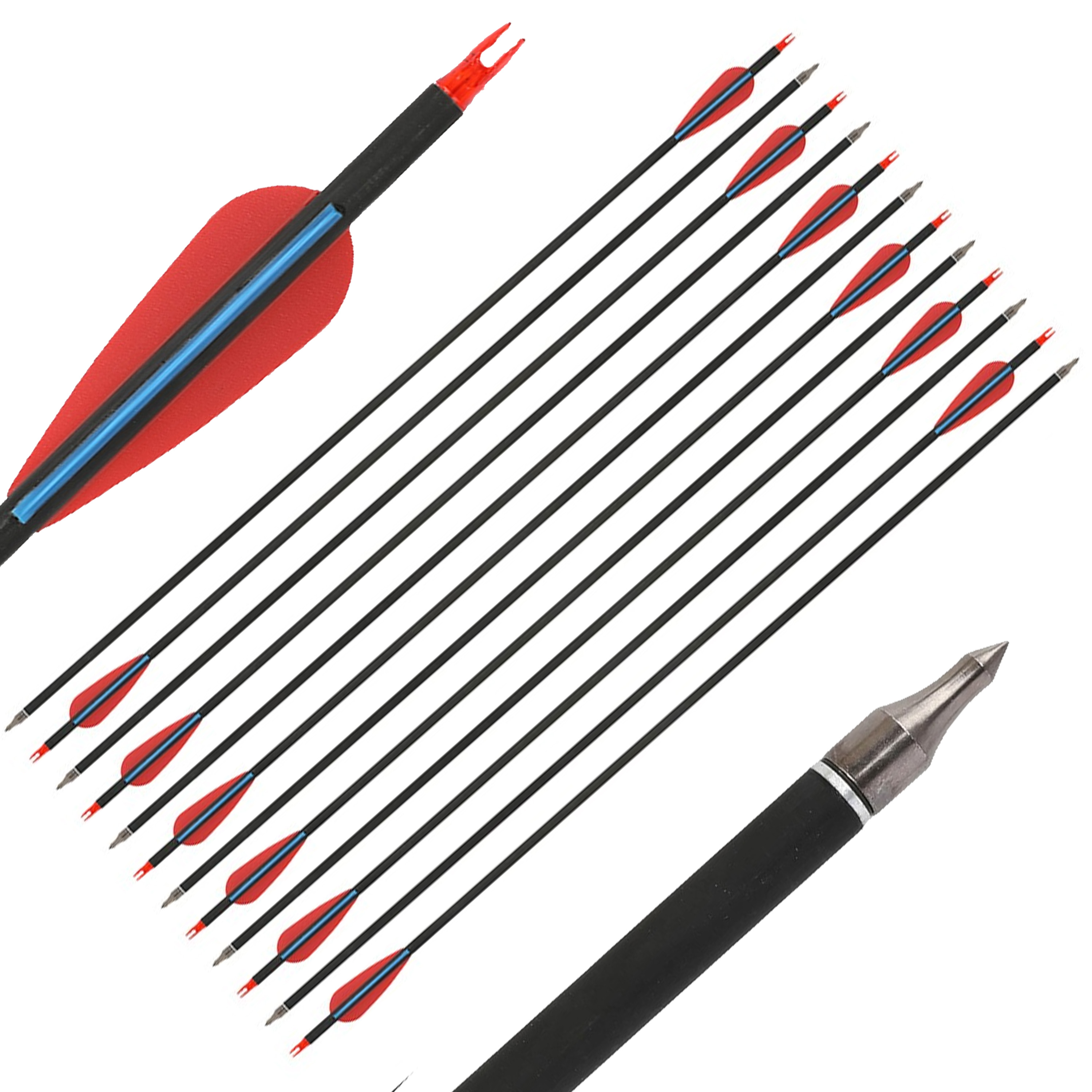 30" Carbon Arrows Spine 500 12 Pack with Adjustable Nocks