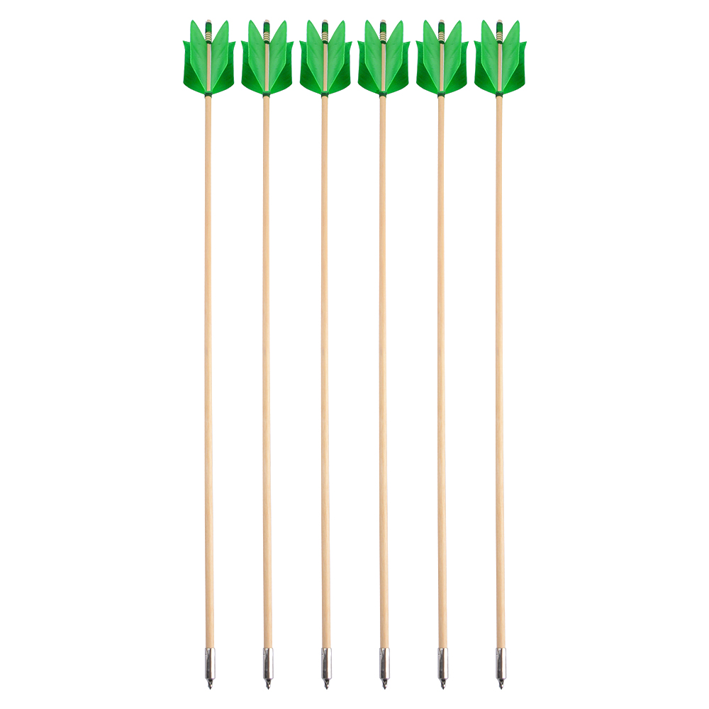 32" Indonesian White Wood Arrows, 4-Fletch Turkey Feathers, 7-Color Set