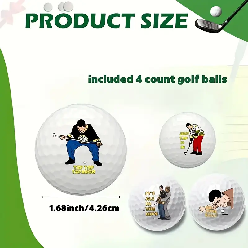 Funny 4-Pack Novelty Golf Balls, Comedic Gift Set for Dads & Boyfriends