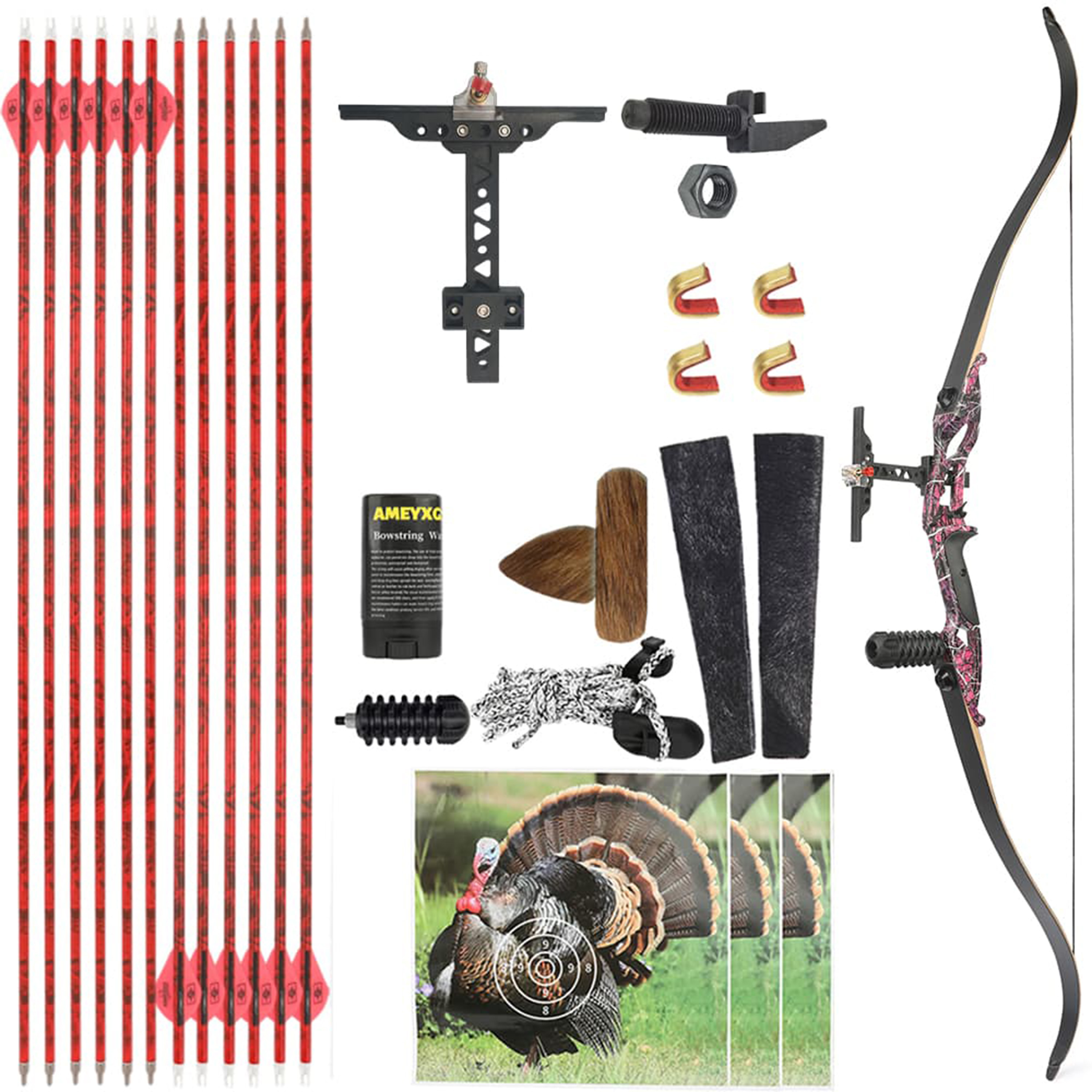 JUNXING F179 56" Recurve Bow Takedown Hunting Bow 30-50 lbs