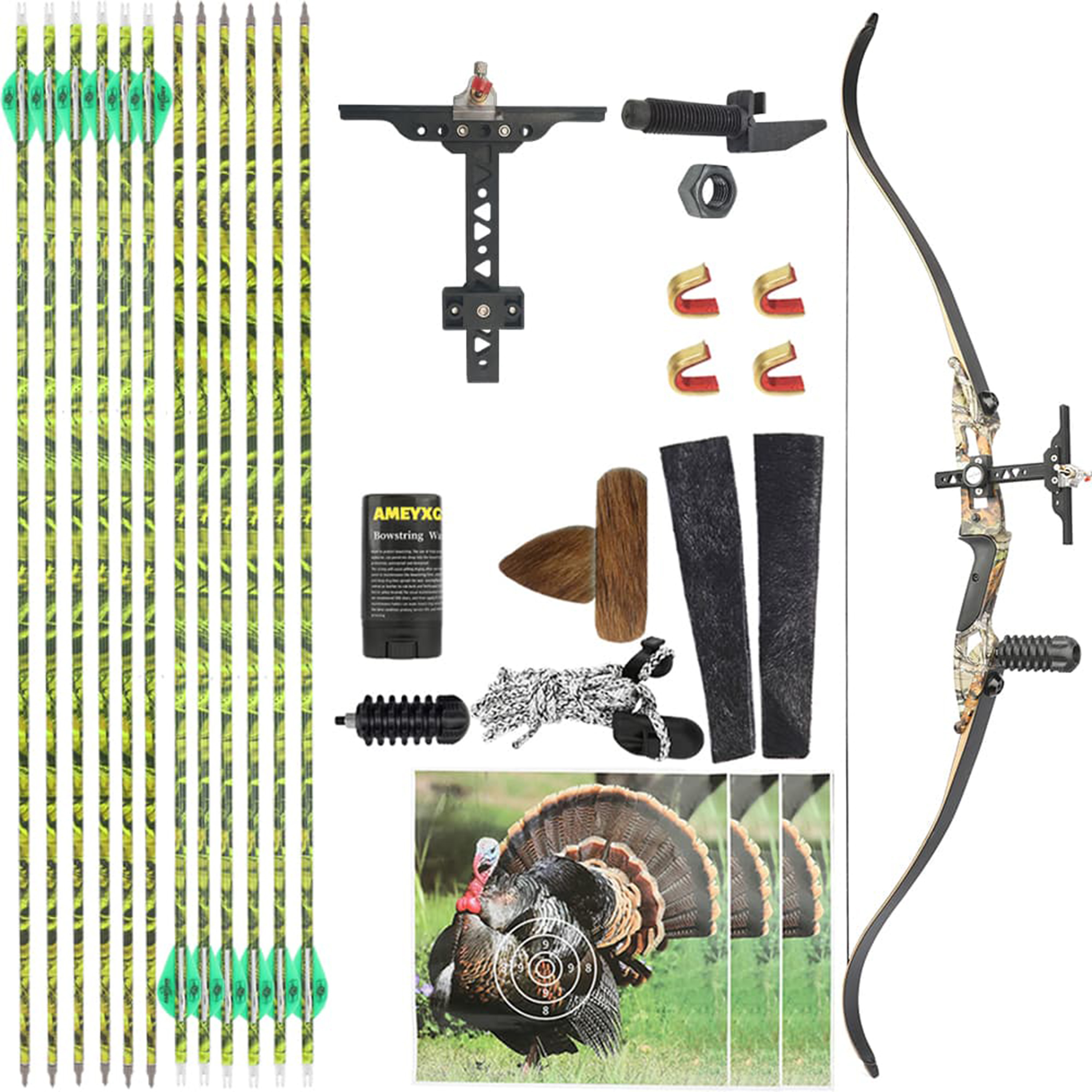 JUNXING F179 56" Recurve Bow Takedown Hunting Bow 30-50 lbs
