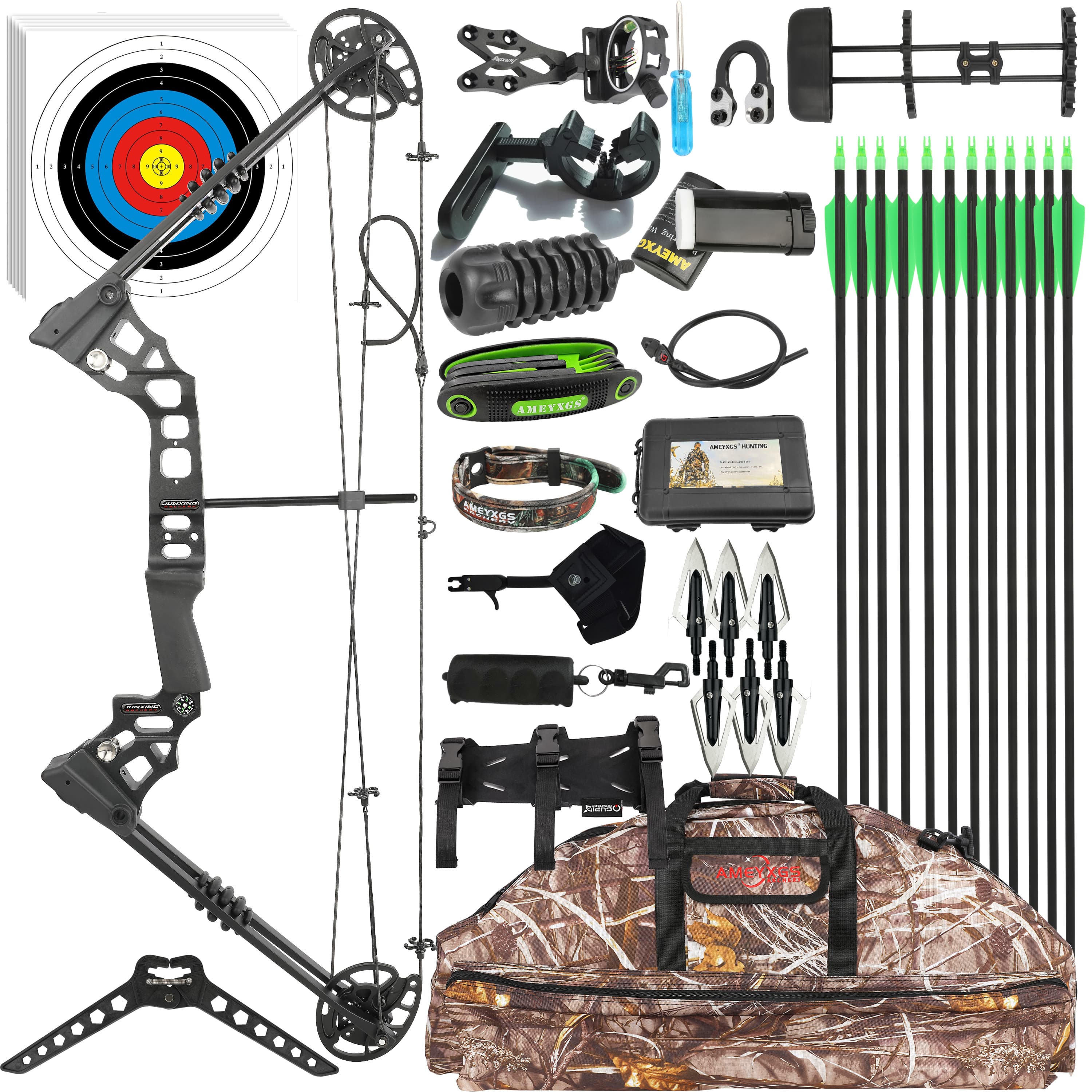 JUNXING Dragon X8 Hunting Compound Bow Shoot Package 20-70lbs