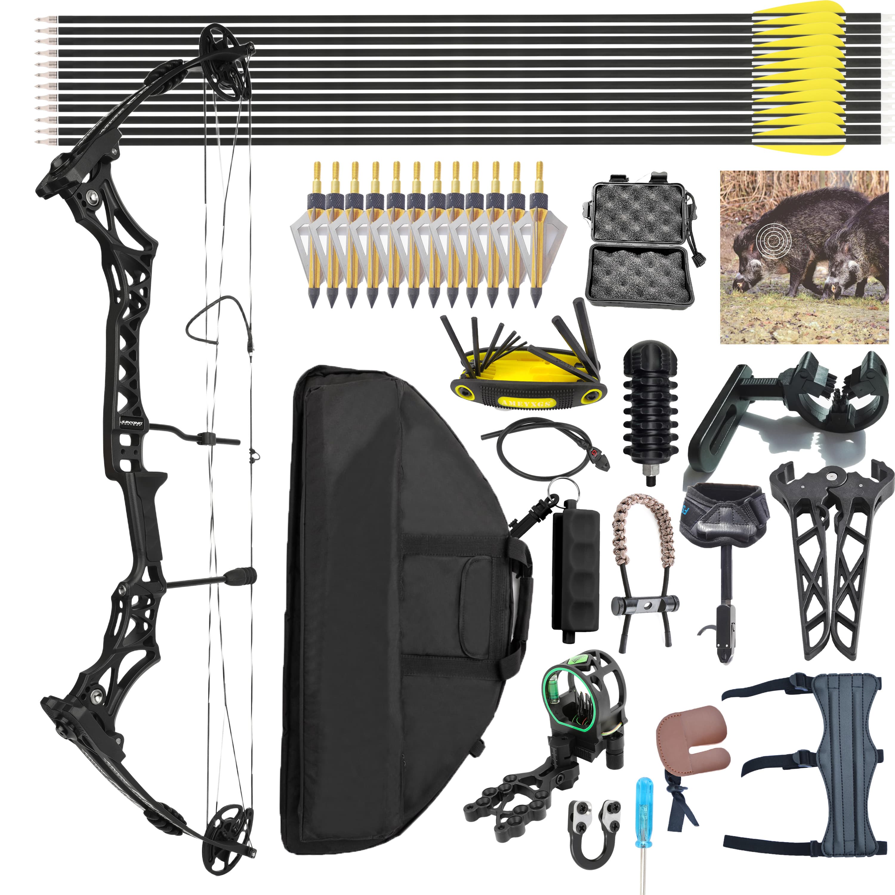 Junxng M108 Compound Bow Hunting Archery Set 30-55lbs