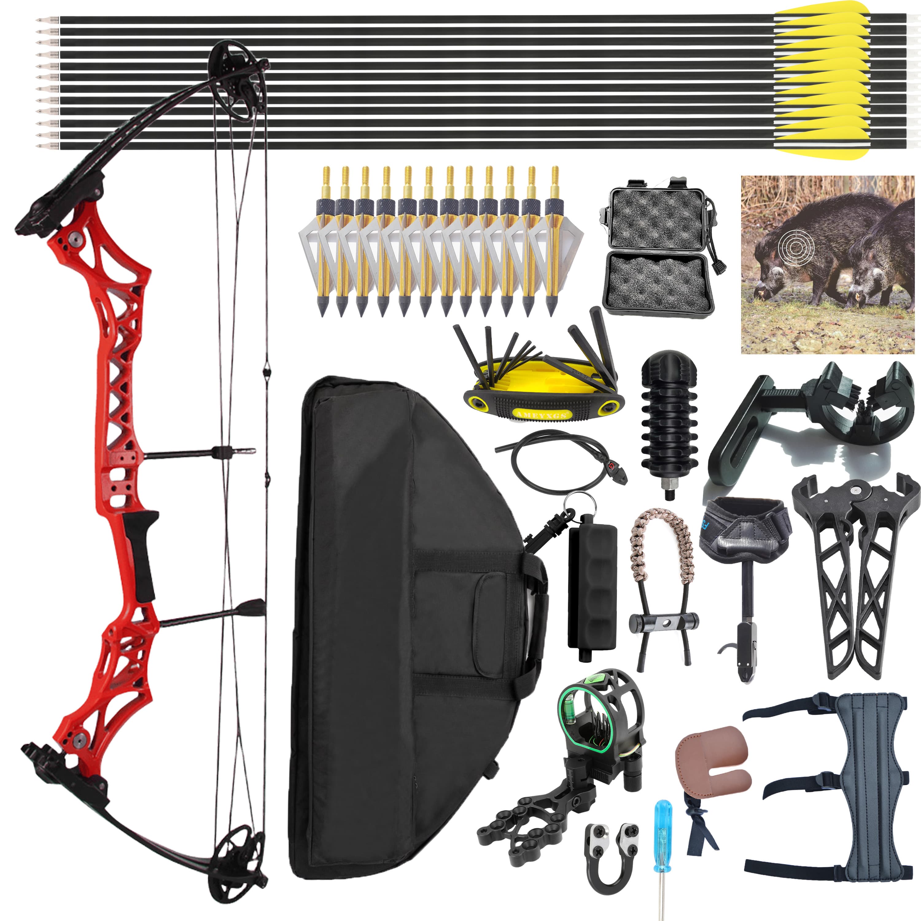 Junxng M108 Compound Bow Hunting Archery Set 30-55lbs
