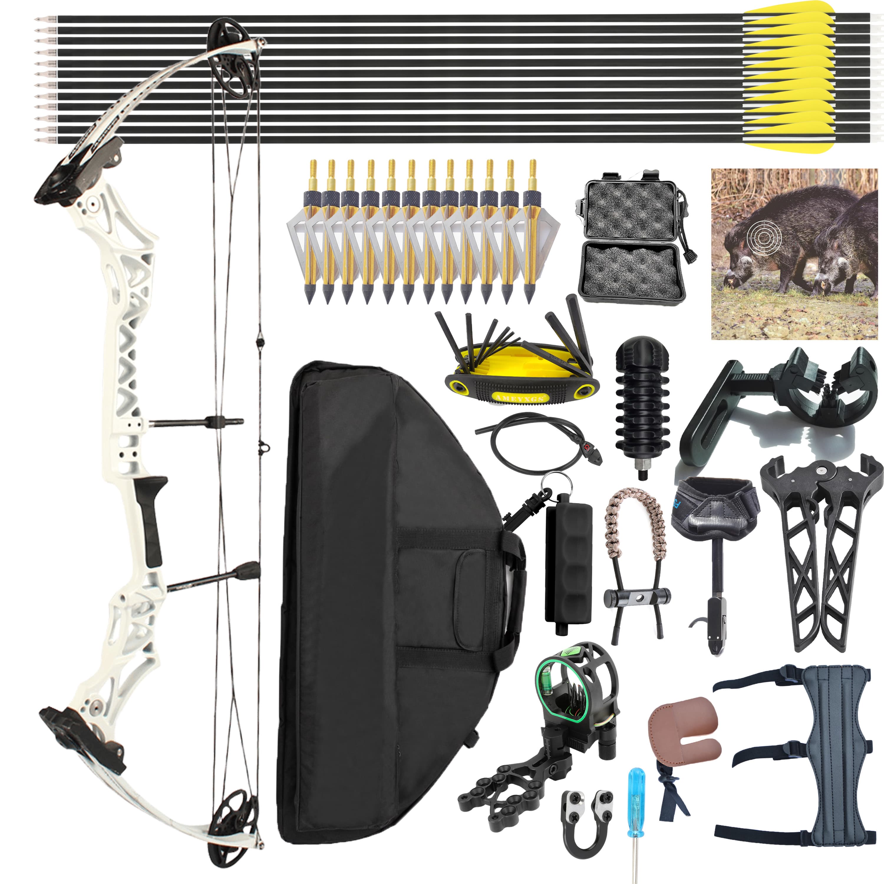 Junxng M108 Compound Bow Hunting Archery Set 30-55lbs