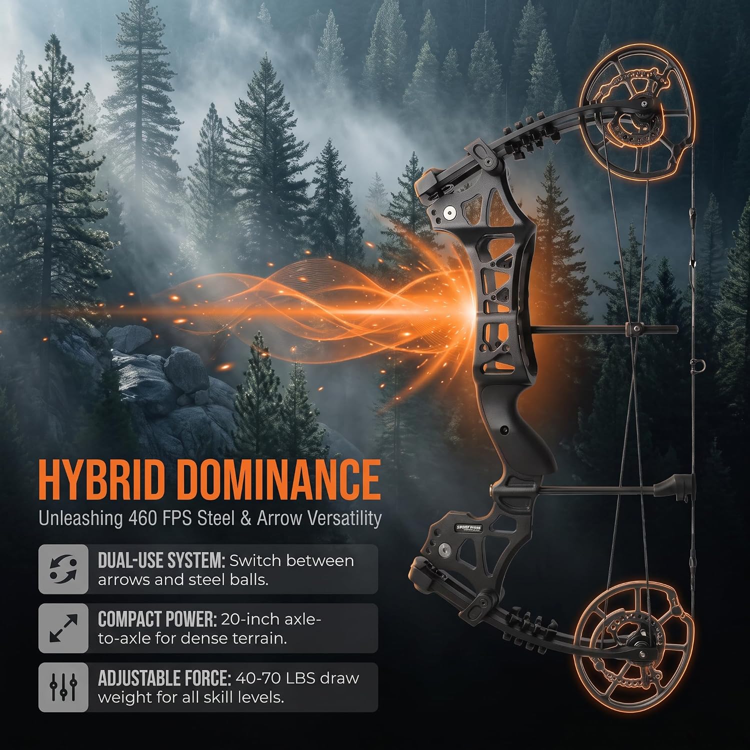 40-70lbs Adjustable Compound Bow Kit for Beginners & Adults