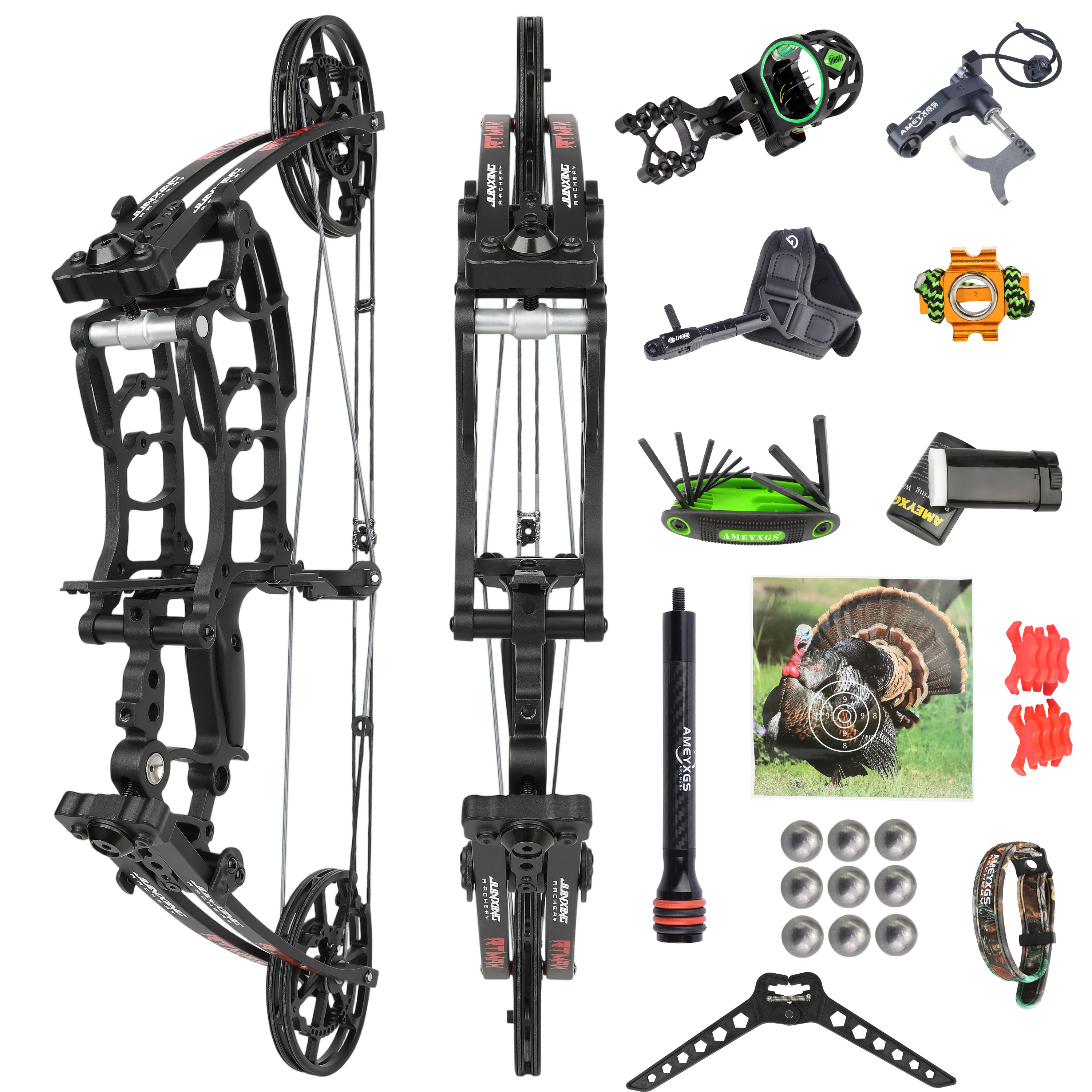 JUNIXNG M109KA Dual-Use Compound Bow Adjustable Hunting Bow 40-65 lbs