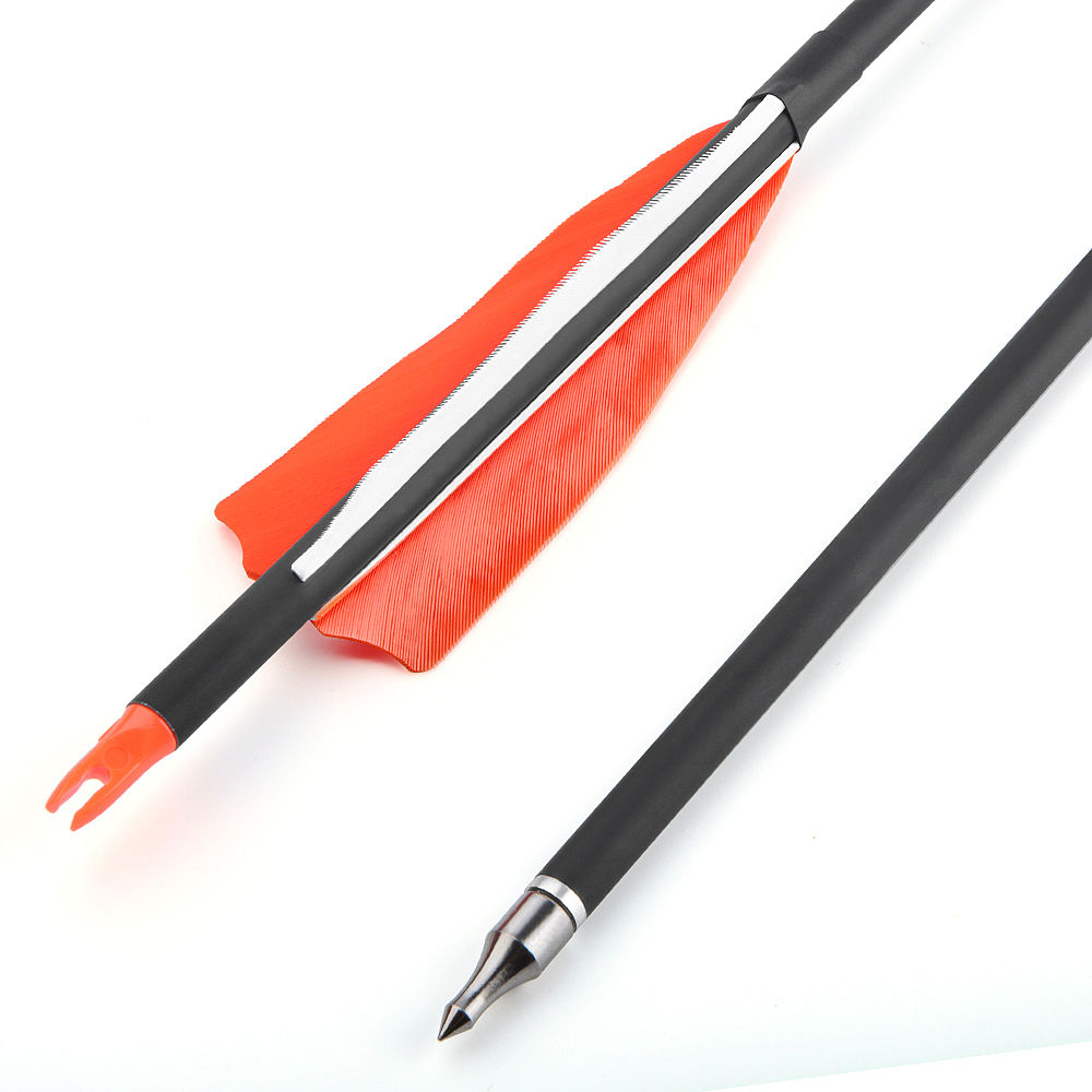 Mixed Carbon Arrows for Archery – Green Jade Arrowheads with Pink/White & Orange/White Feathers