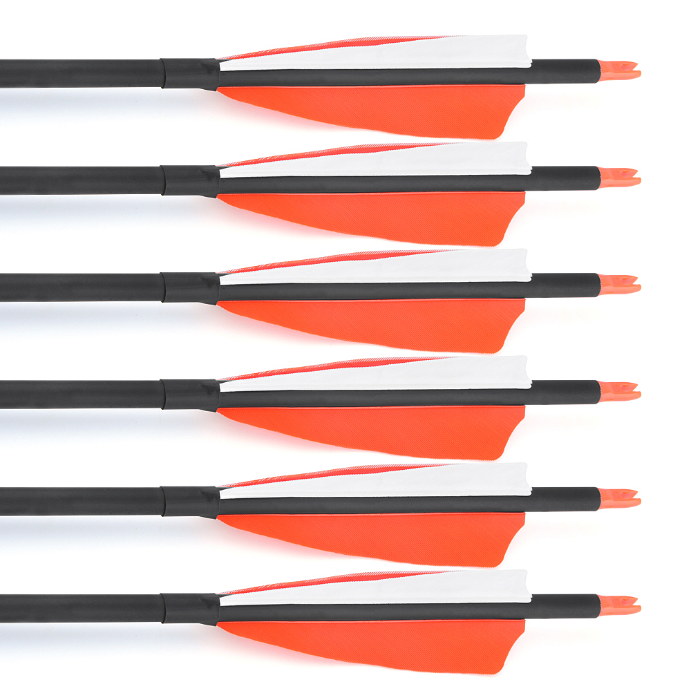 Mixed Carbon Arrows for Archery – Green Jade Arrowheads with Pink/White & Orange/White Feathers
