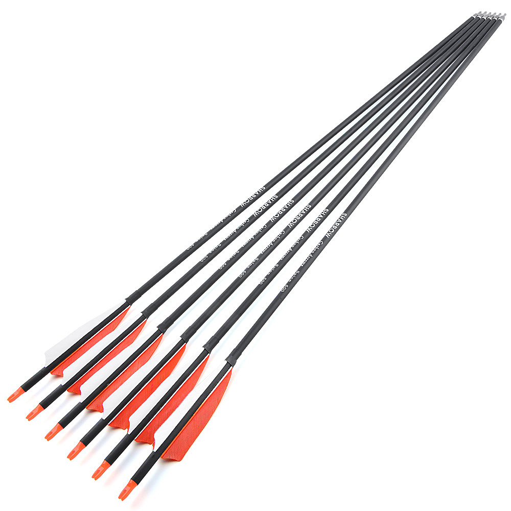 Mixed Carbon Arrows for Archery – Green Jade Arrowheads with Pink/White & Orange/White Feathers