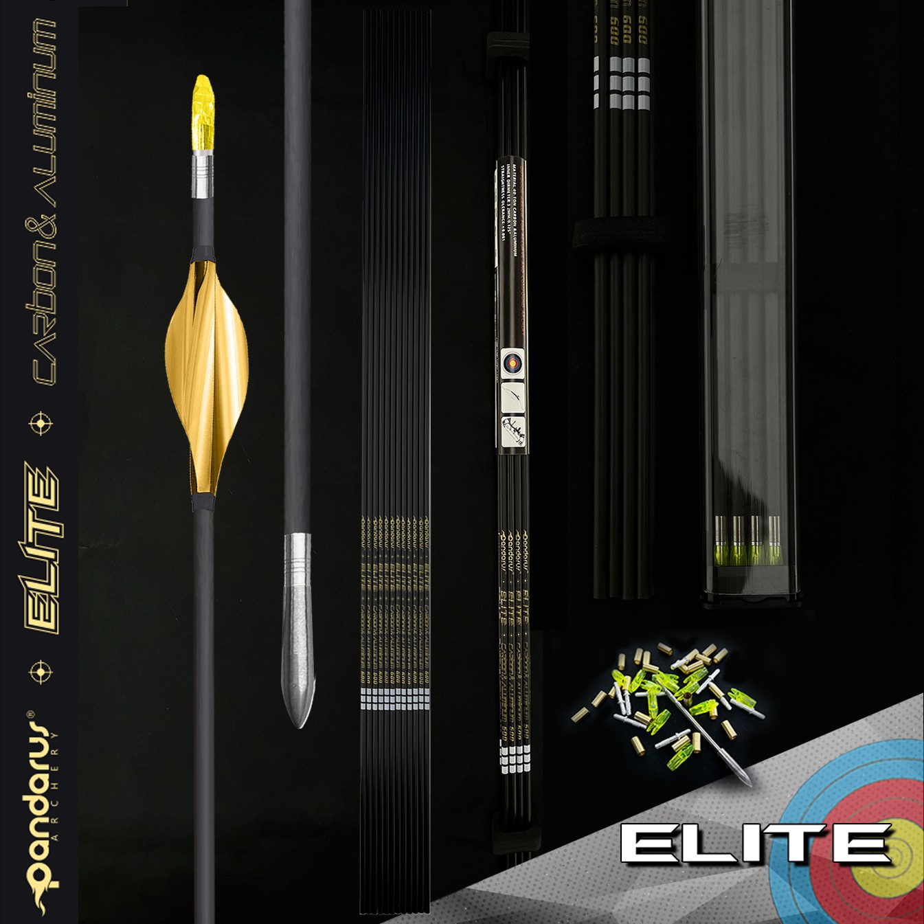 PANDARUS ELITE XT Carbon & Aluminum 3.2 mm Parallel Arrows (12 Pack)