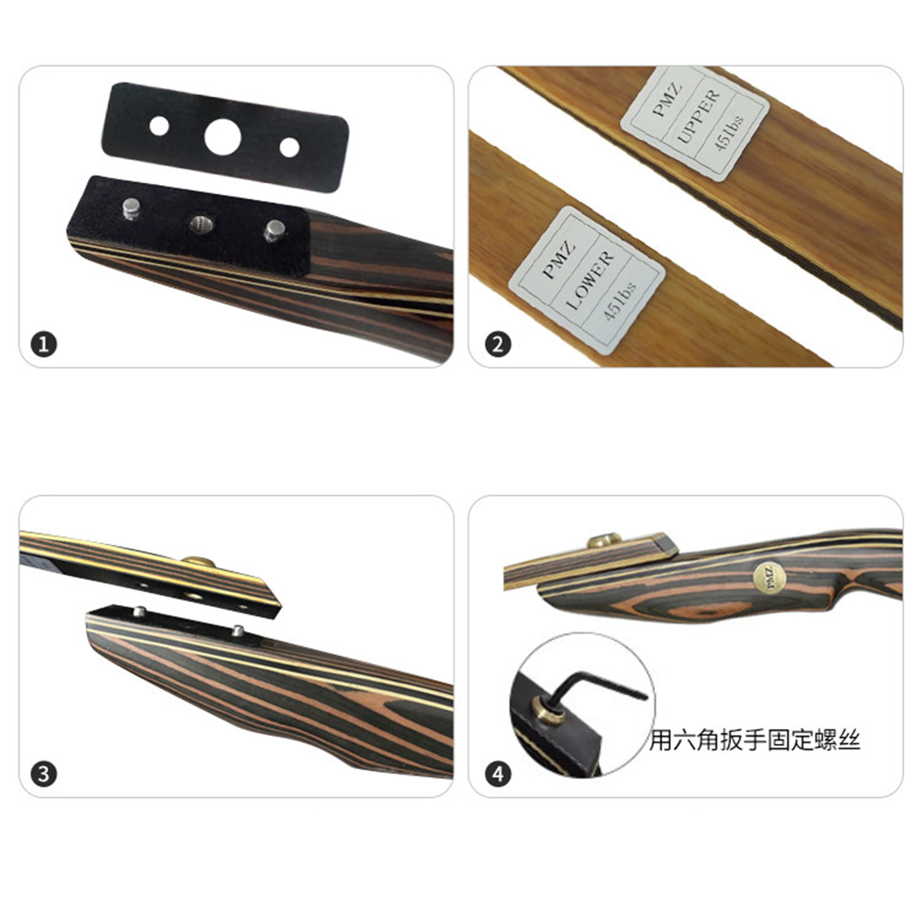  Handmade Traditional Longbow Takedown Longbow Archery RH 20-55 lbs