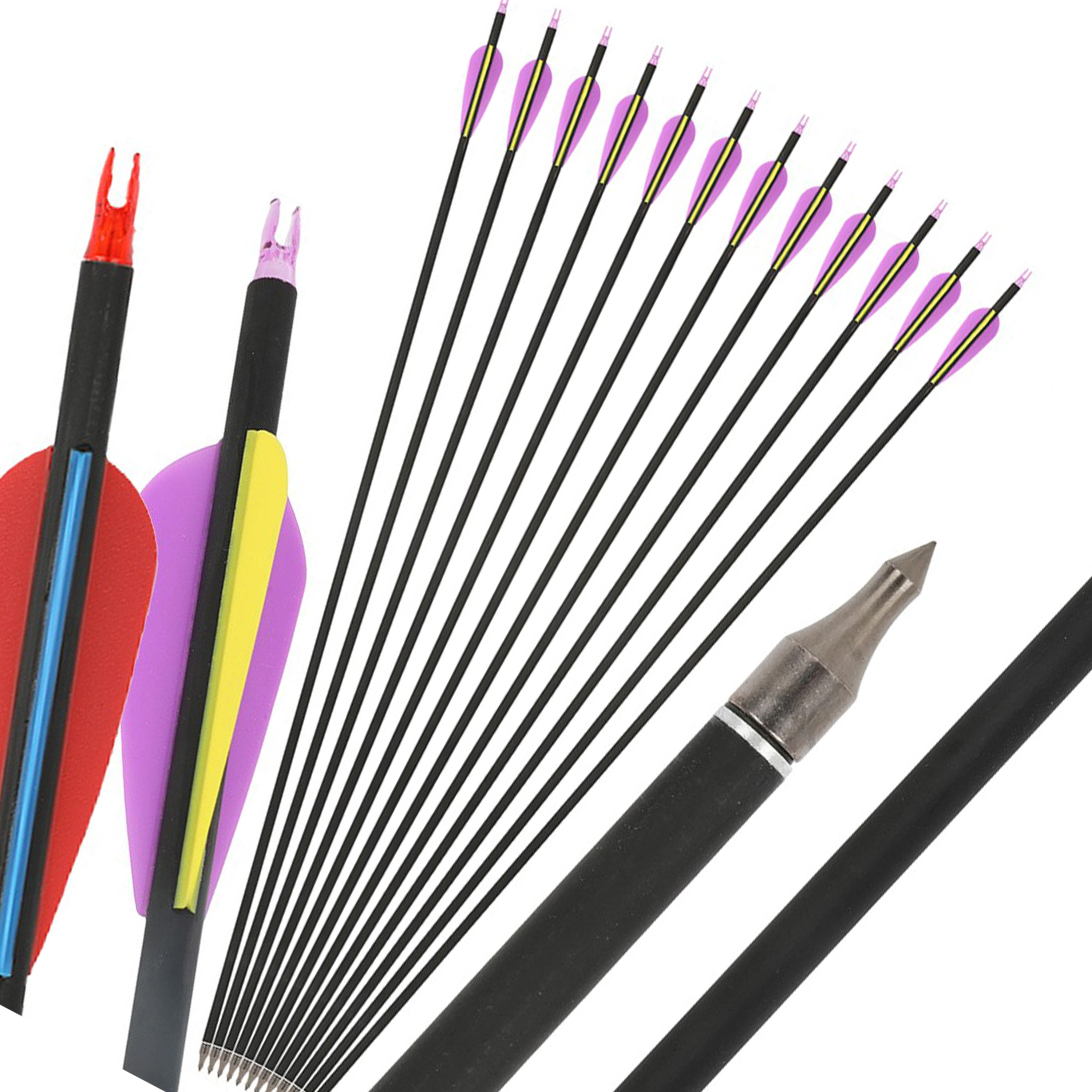30" Carbon Arrows Spine 500 12 Pack with Adjustable Nocks