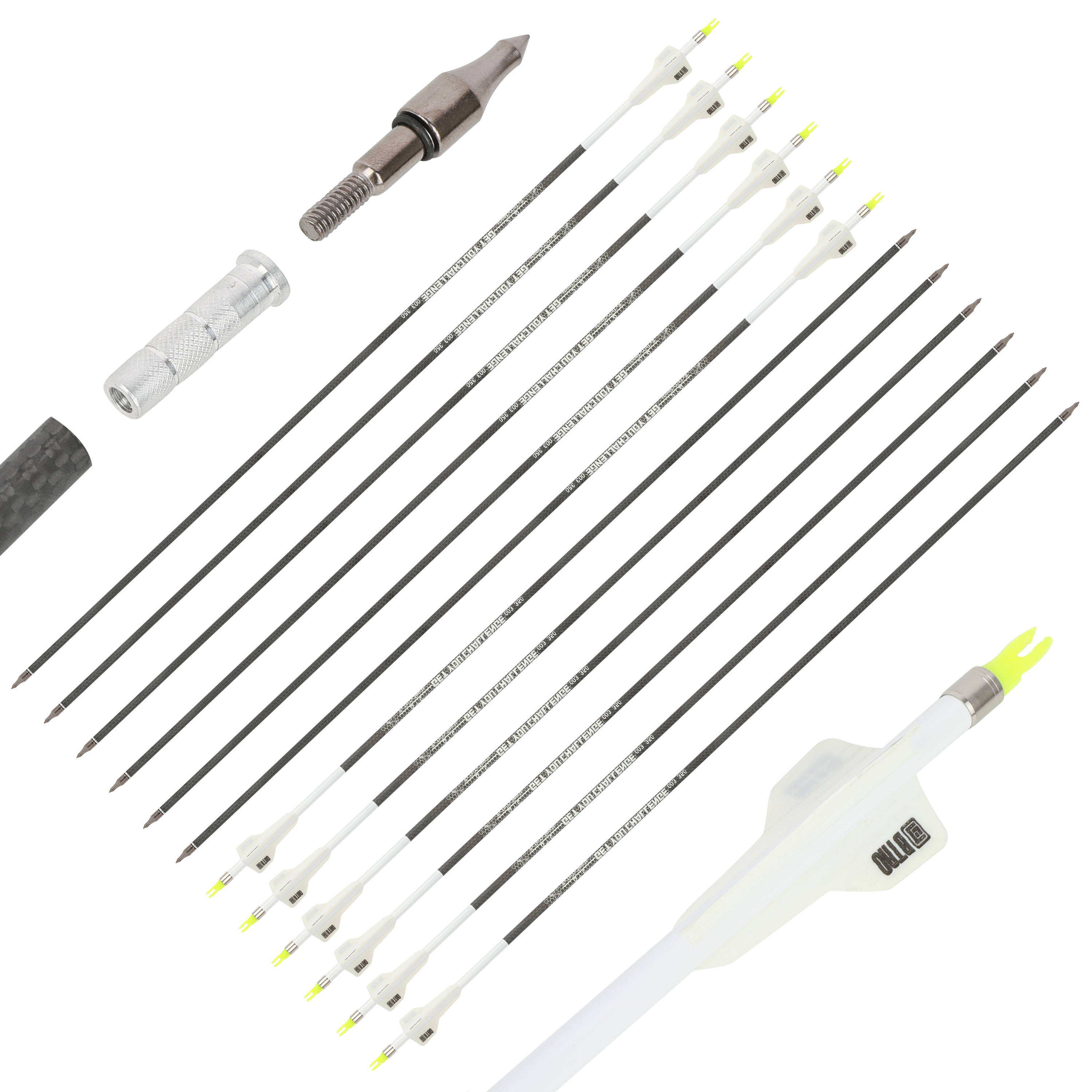 SHARROW 32" 3K Pure Carbon Arrows +/- .003" Spine 250-400 (12 Pack)
