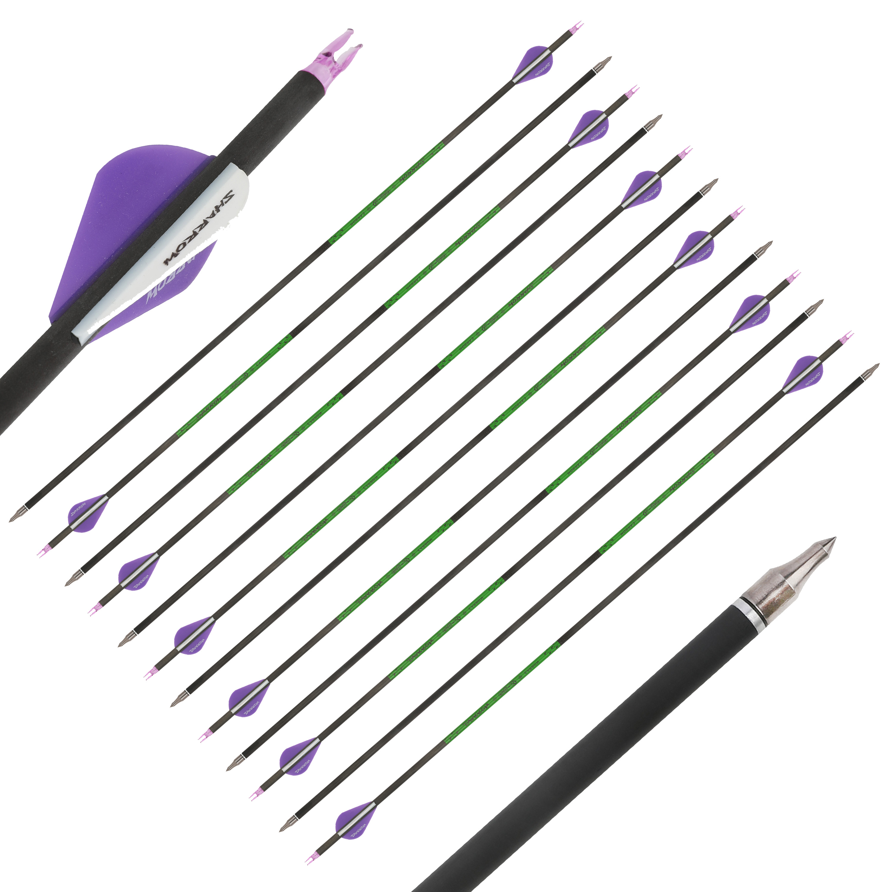 SHARROW 30" Pure Carbon Arrows Recurve Compound Bow Hunting Spine 300-800
