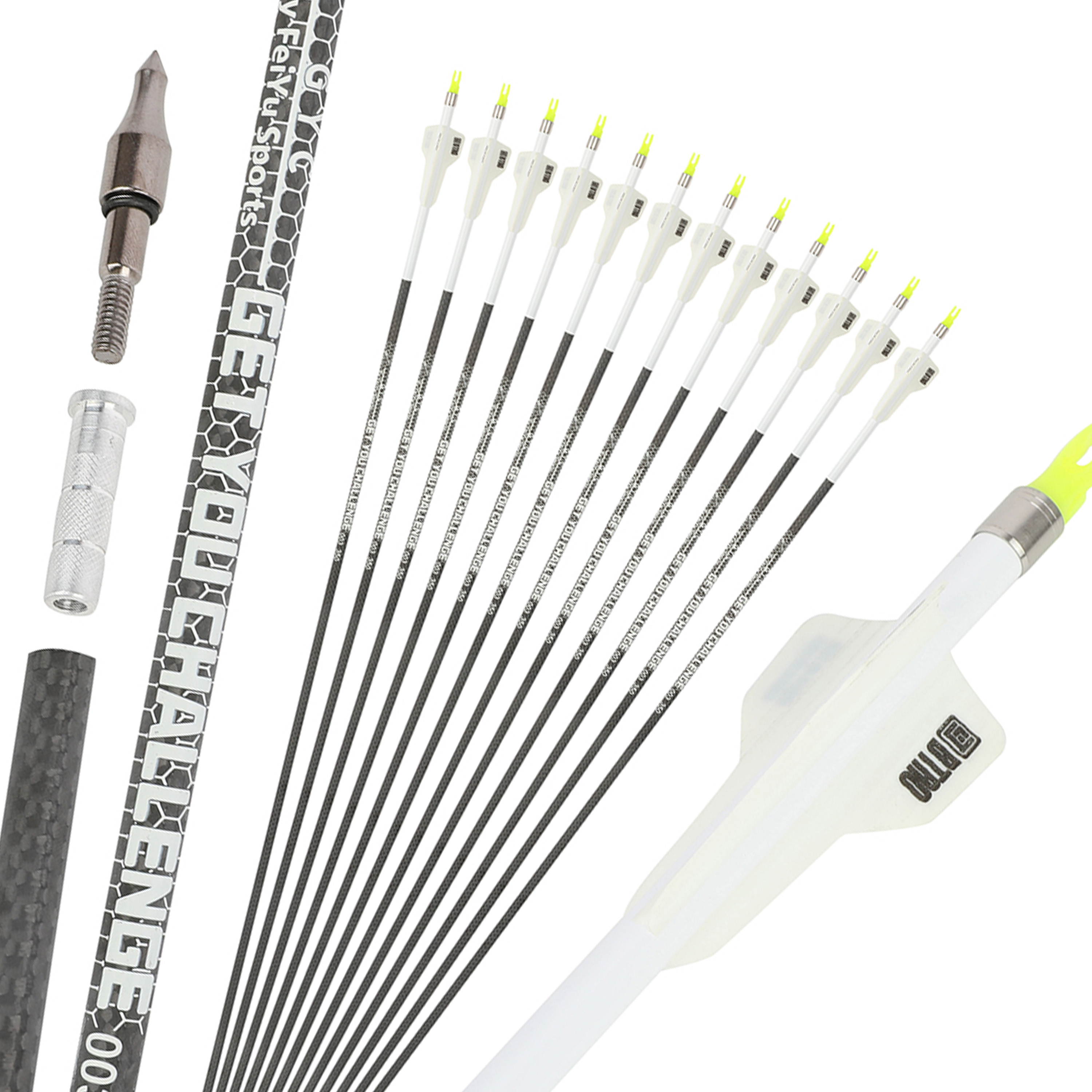 Pure Carbon Arrows 32" Shafts 250-400 Spine ±.003" Straightness
