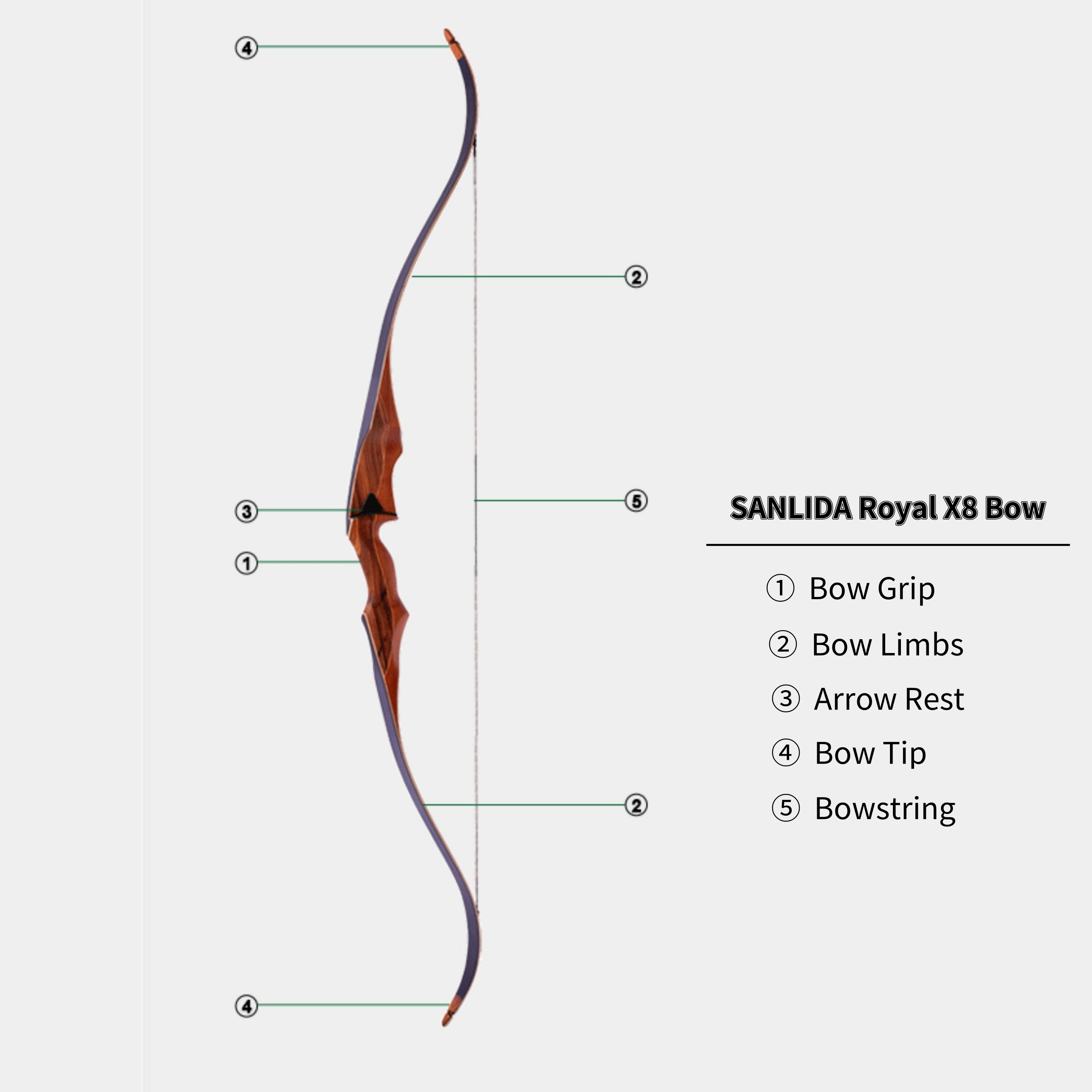SANLIDA Royal X8 Traditional 60" Wooden Recurve Bow RH