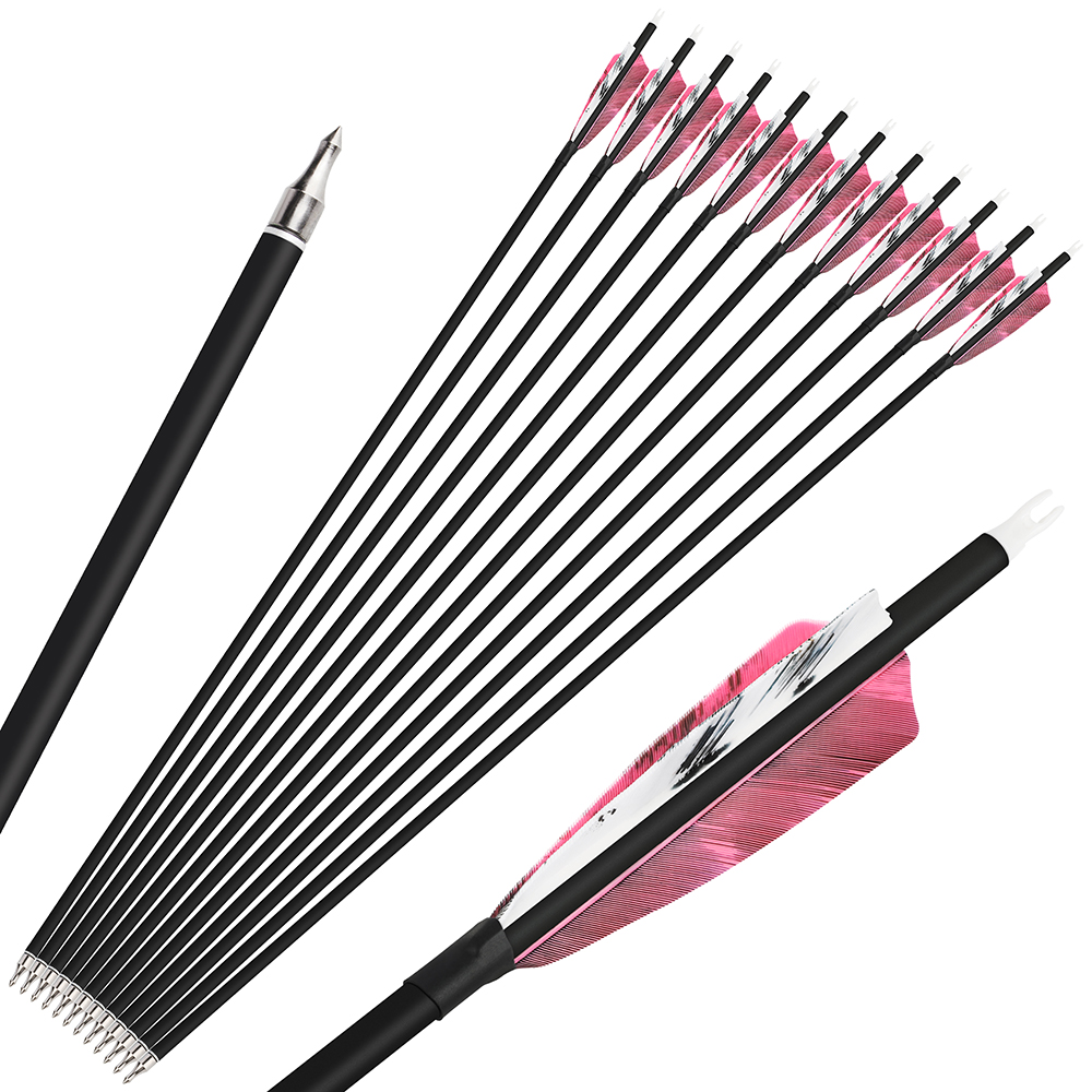 SHARROW 28" 30" 31" Archery Carbon Arrows Spine 500 (12 Pack)