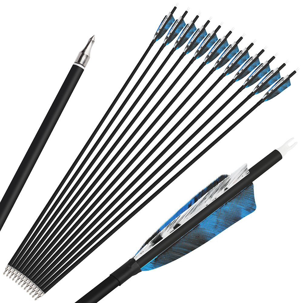 SHARROW 28" 30" 31" Archery Carbon Arrows Spine 500 (12 Pack)