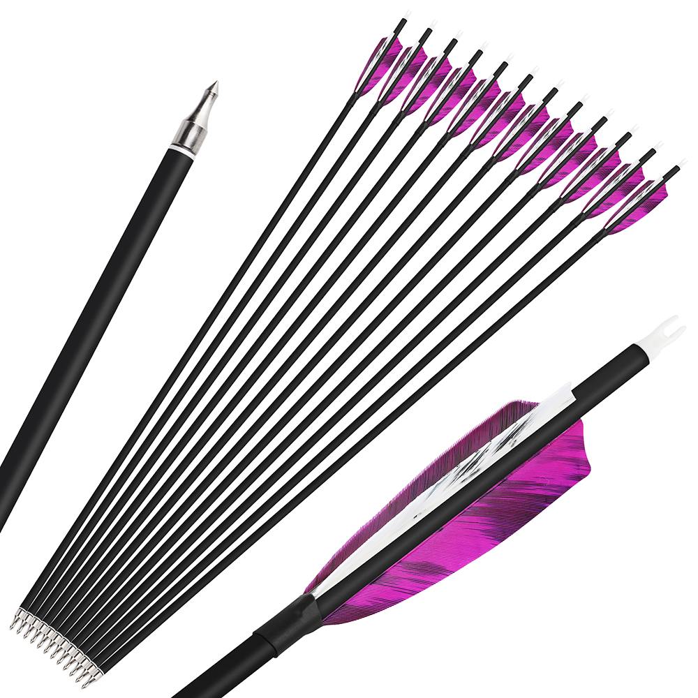 SHARROW 28" 30" 31" Archery Carbon Arrows Spine 500 (12 Pack)