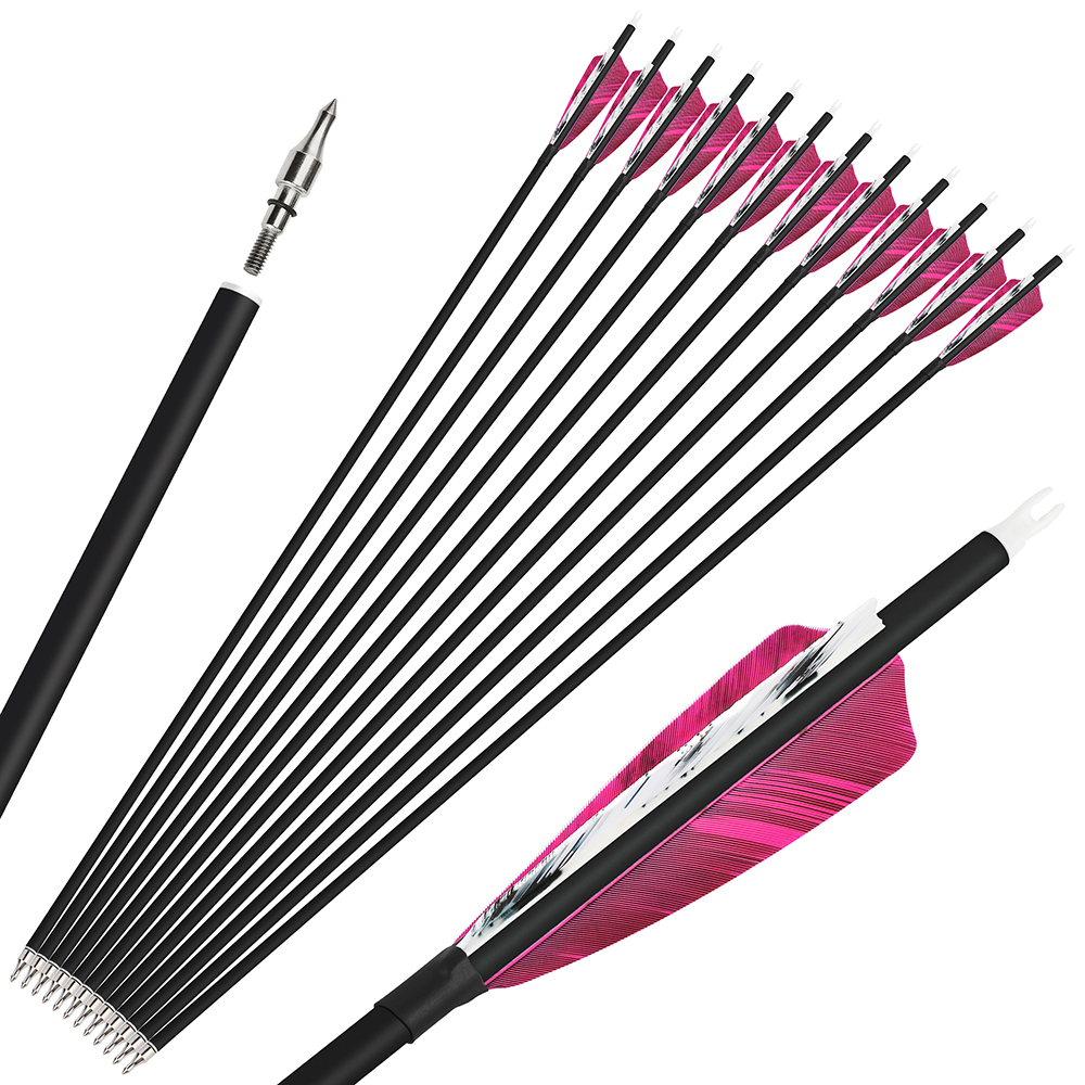 SHARROW 28" 30" 31" Archery Carbon Arrows Spine 500 (12 Pack)