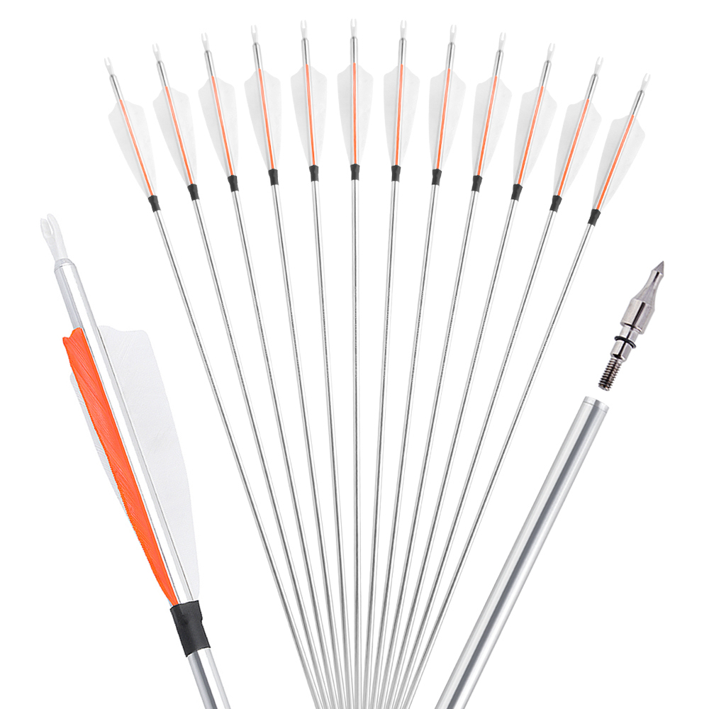 SHARROW 30" Archery Aluminum Arrows Target Hunting Spine 500(12 Pack)