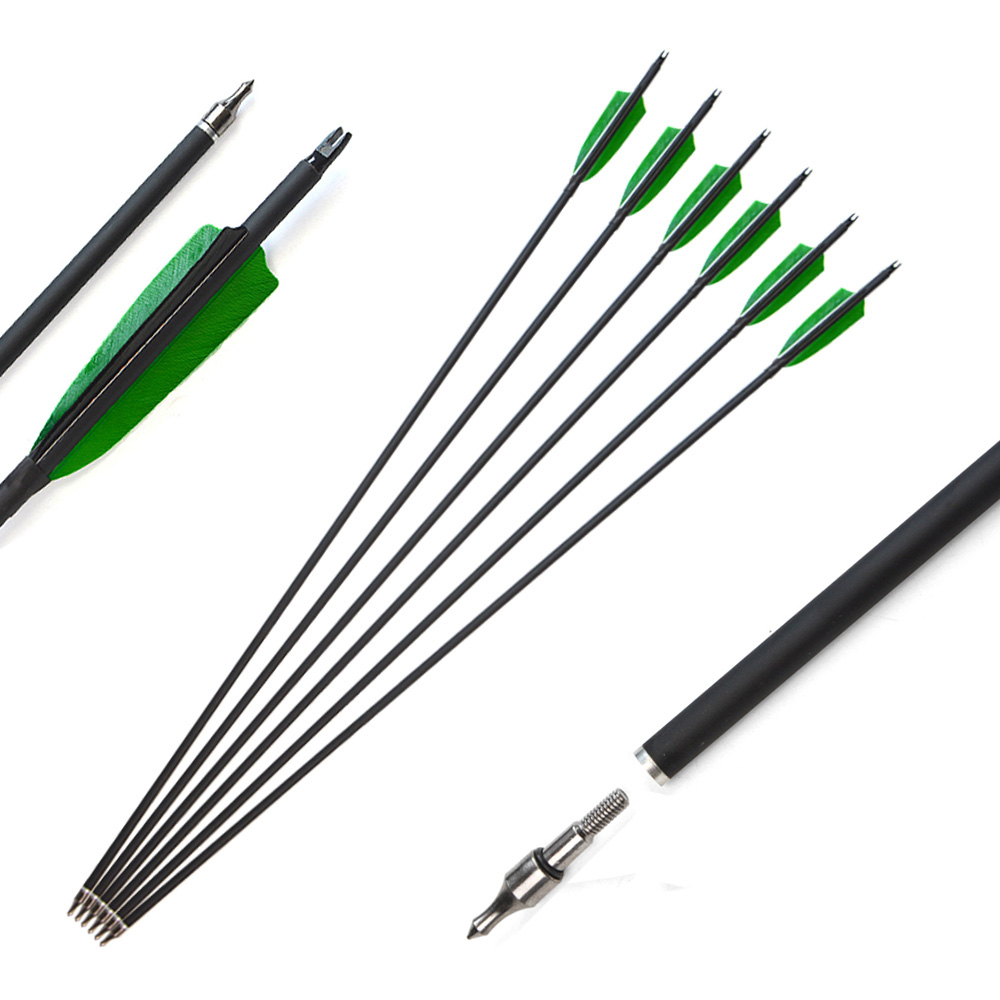 SHARROW 30" Hybrid Carbon Arrows Fletched Arrows Spine 500 (12 Pack)