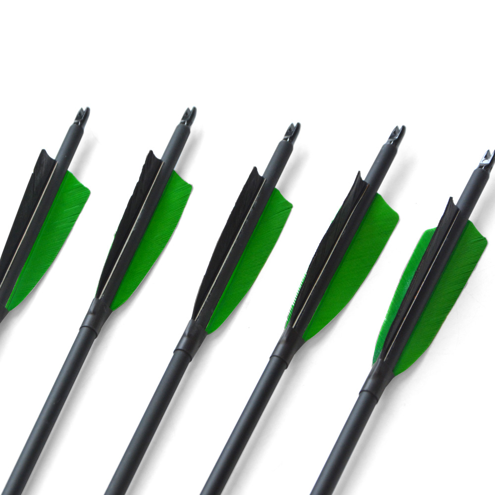 SHARROW 30" Hybrid Carbon Arrows Fletched Arrows Spine 500 (12 Pack)