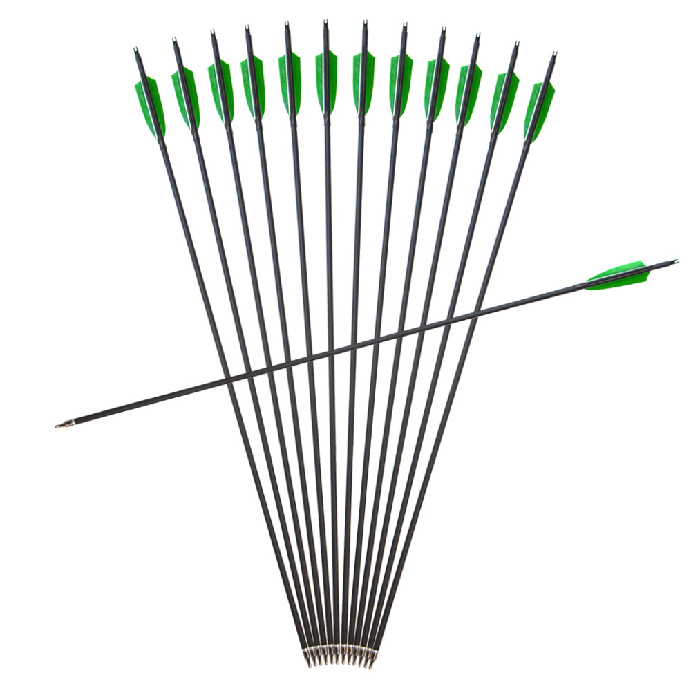 SHARROW 30" Hybrid Carbon Arrows Fletched Arrows Spine 500 (12 Pack)