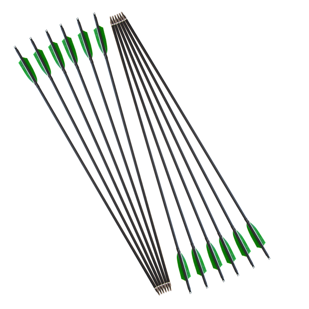 SHARROW 30" Hybrid Carbon Arrows Fletched Arrows Spine 500 (12 Pack)