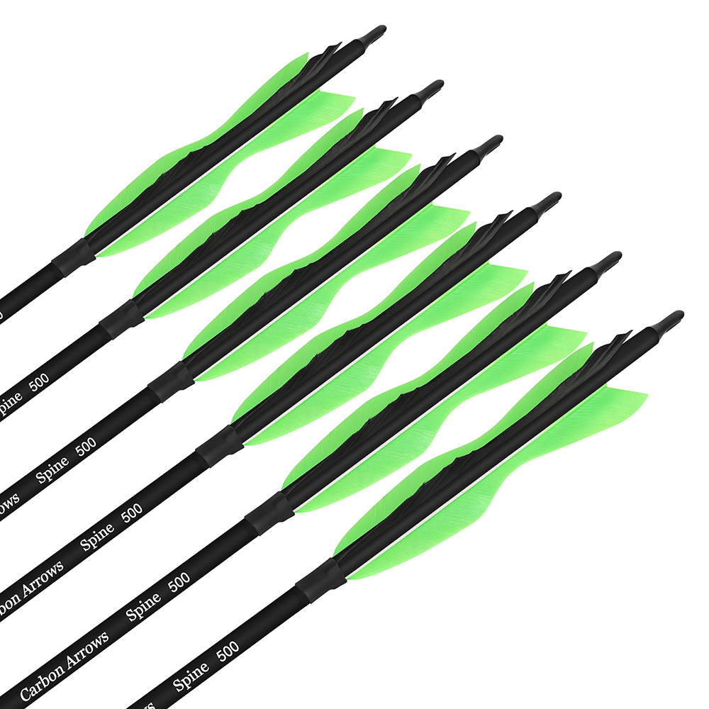 SHARROW Archery Carbon Arrows with 5" Fearher Spine 500