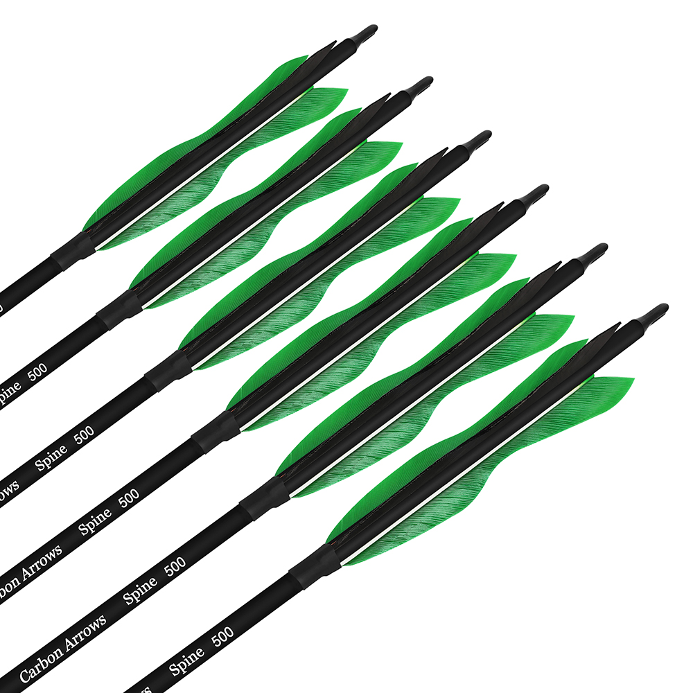 SHARROW Archery Carbon Arrows with 5" Fearher Spine 500